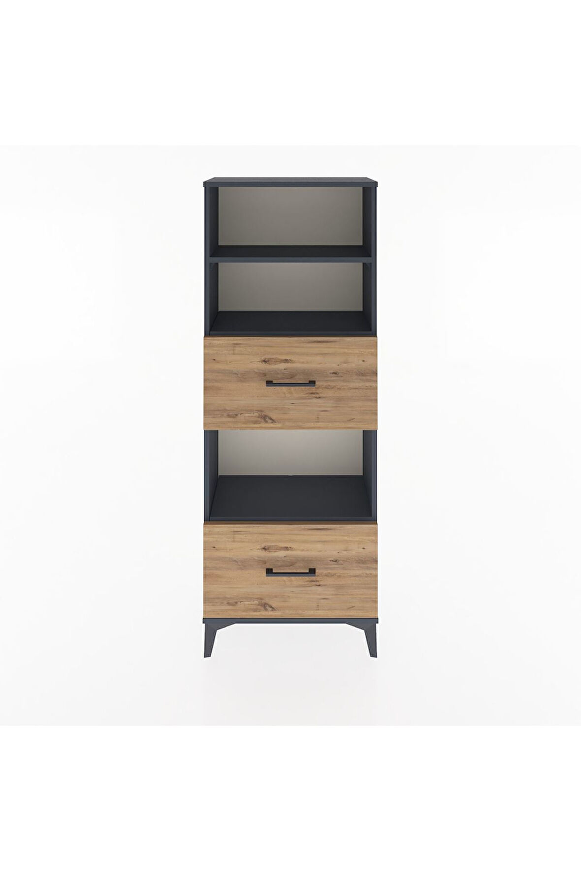 Arges Dolap 3 Raflı 2 Çekmeceli 60x30x163 Antrasit-Çam