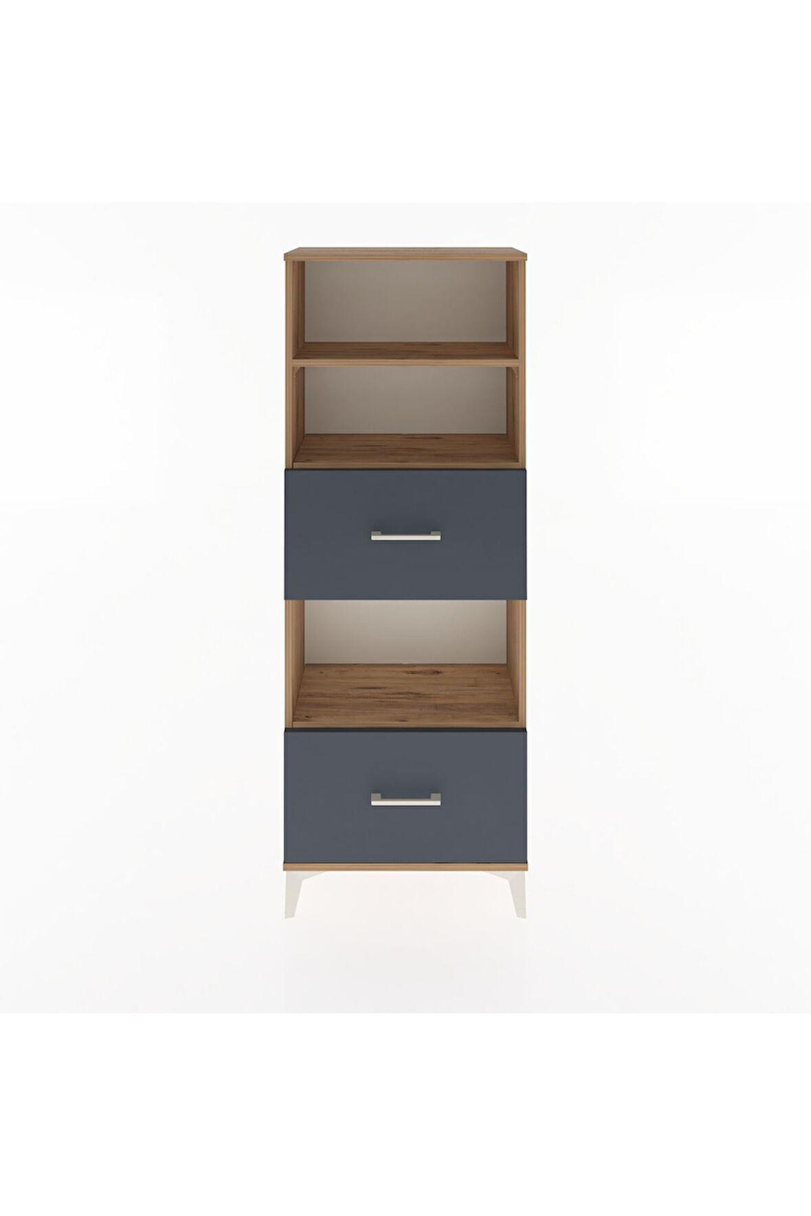 Arges Dolap 3 Raflı 2 Çekmeceli 60x30x163 Çam-Antrasit