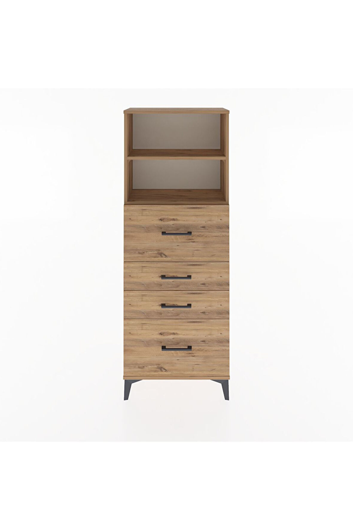 Arges Dolap 2 Raflı 4 Çekmeceli 60x30x163 Çam-Çam