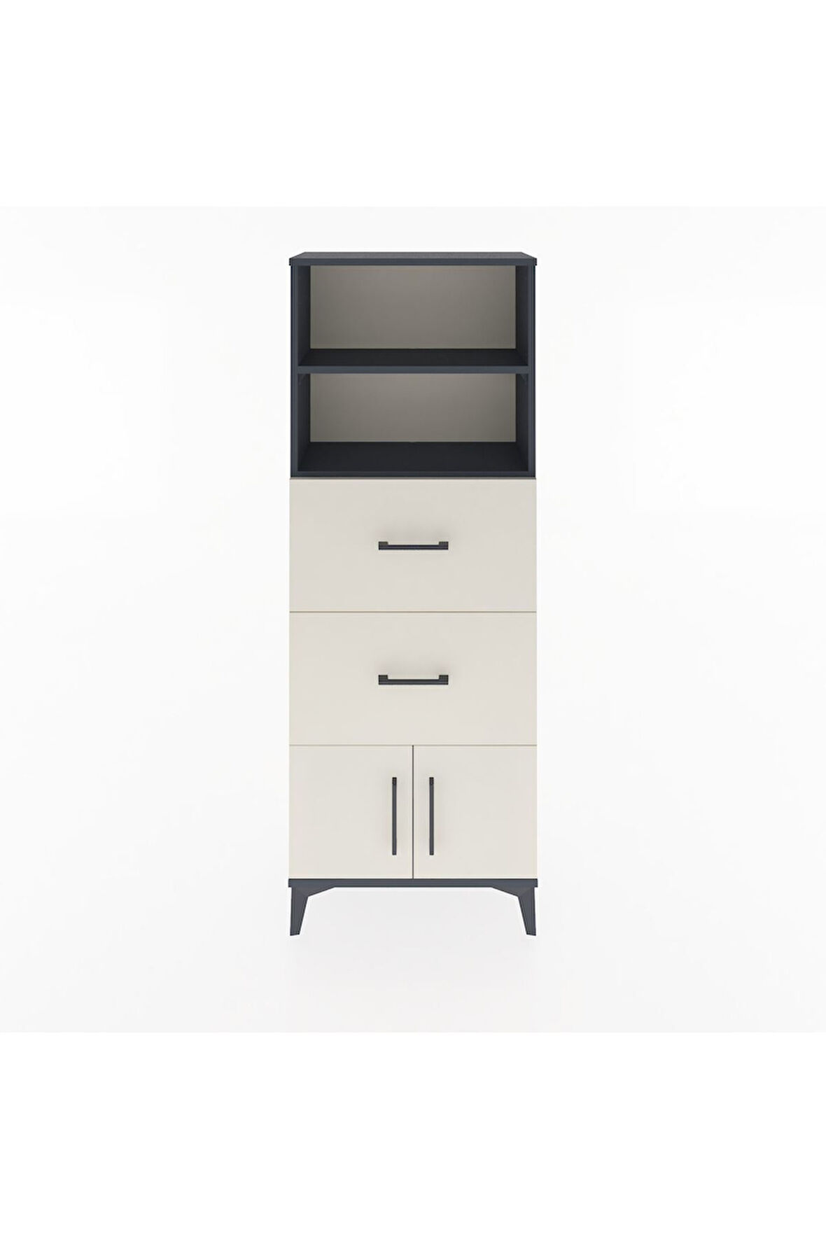 Arges Dolap 2 Raflı 2 Çekmeceli 2 Kapaklı 60x30x163 Antrasit-Aytaşı