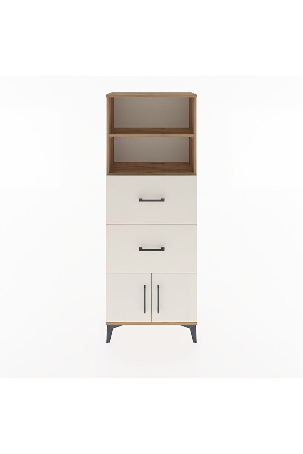 Arges Dolap 2 Raflı 2 Çekmeceli 2 Kapaklı 60x30x163 Çam-Aytaşı