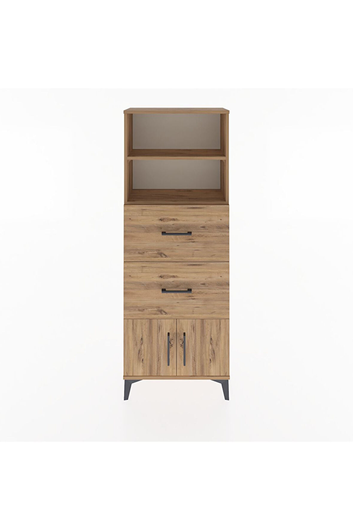 Arges Dolap 2 Raflı 2 Çekmeceli 2 Kapaklı 60x30x163 Çam-Çam