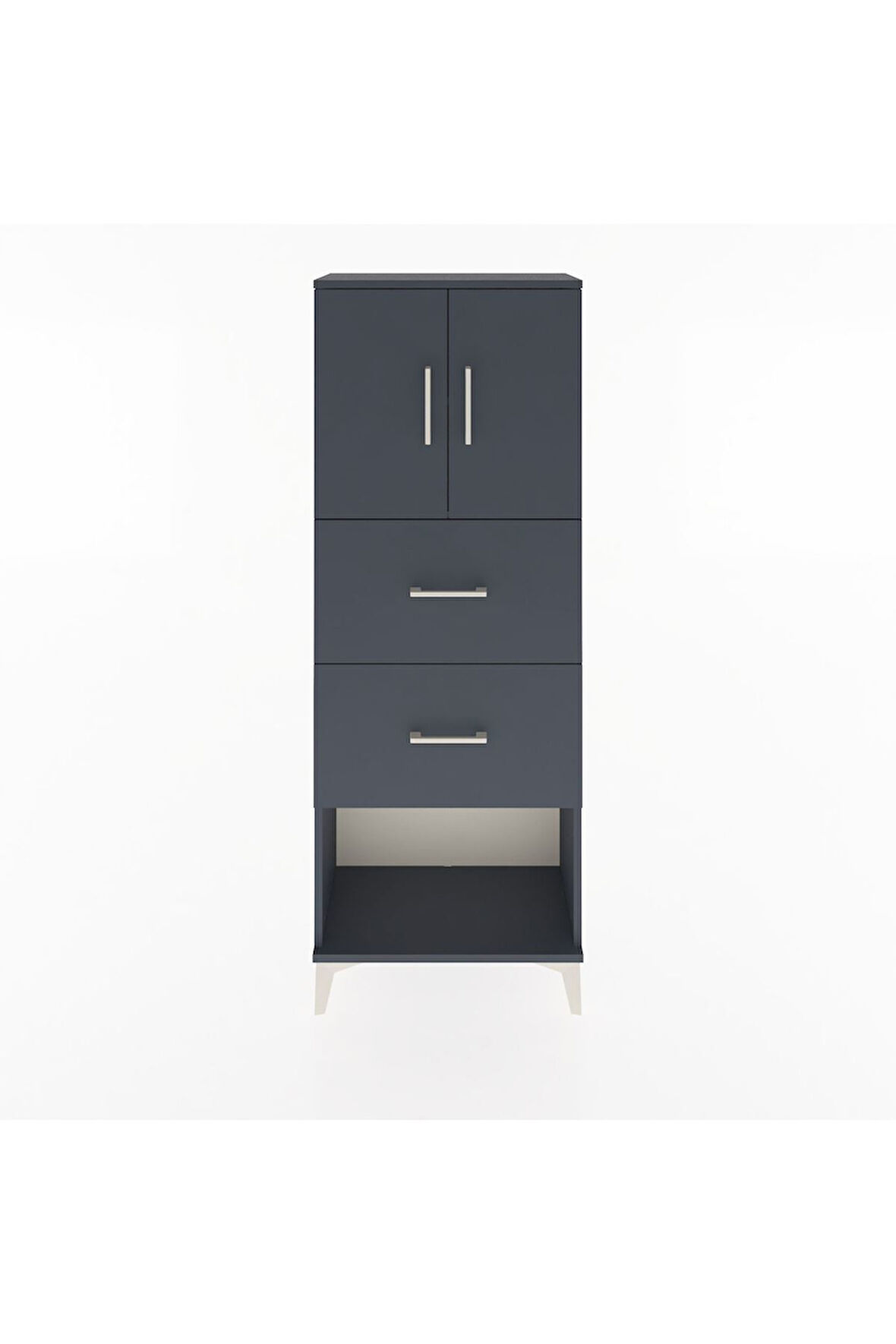 Arges Dolap 2 Raflı 2 Çekmeceli 2 Kapaklı 60x30x163 Antrasit-Antrasit