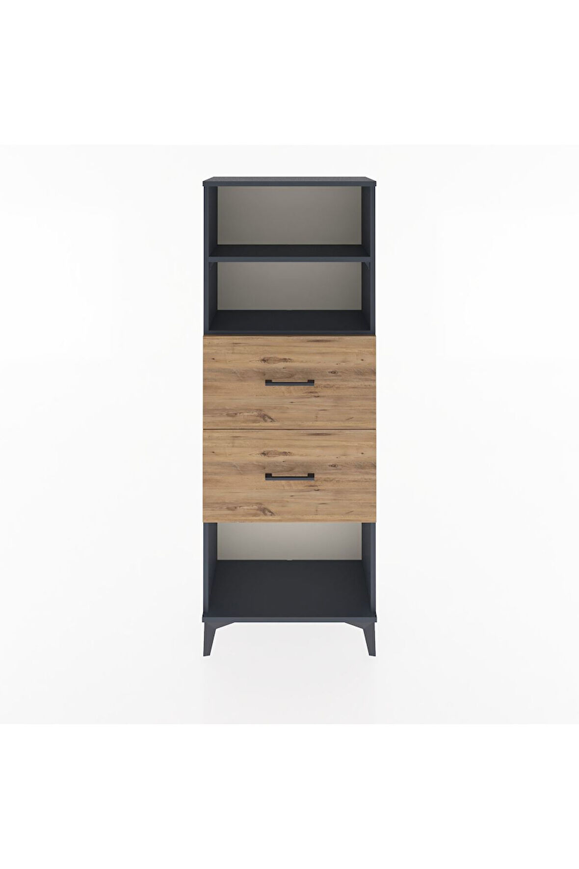 Arges Dolap 2 Raflı 2 Çekmeceli 60x30x163 Antrasit-Çam