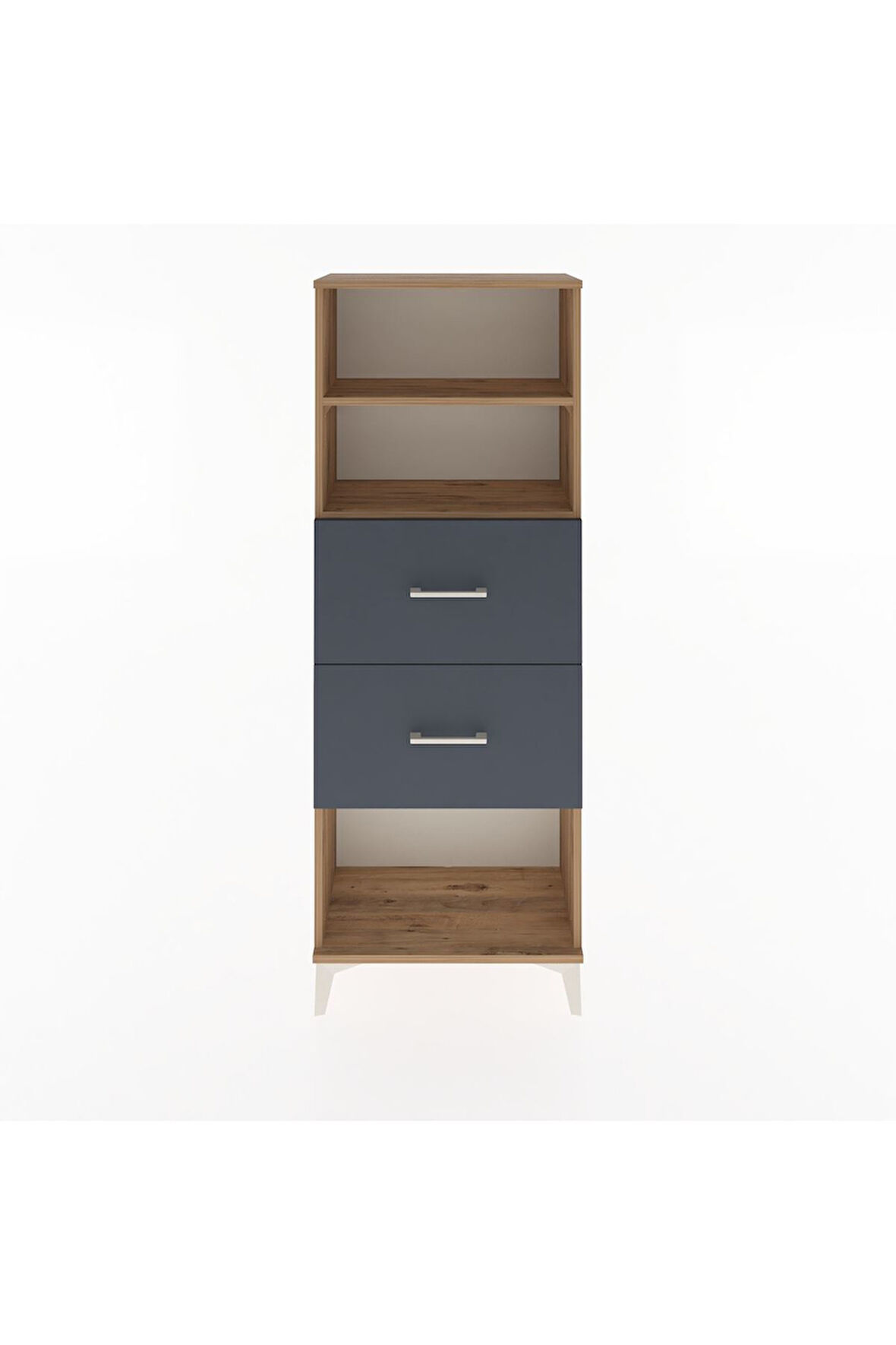 Arges Dolap 2 Raflı 2 Çekmeceli 60x30x163 Çam-Antrasit