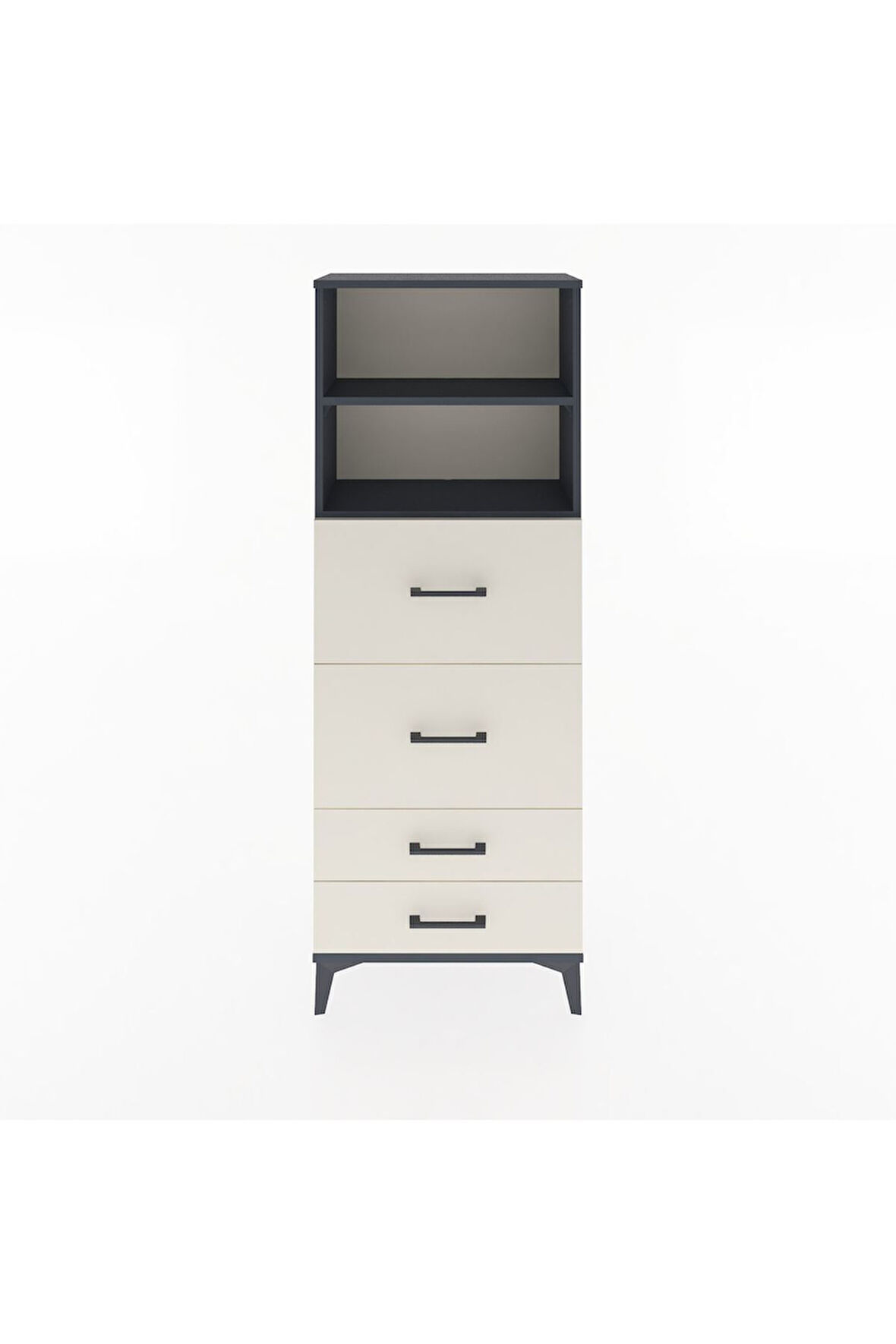 Arges Dolap 2 Raflı 4 Çekmeceli 60x30x163 Antrasit-Aytaşı