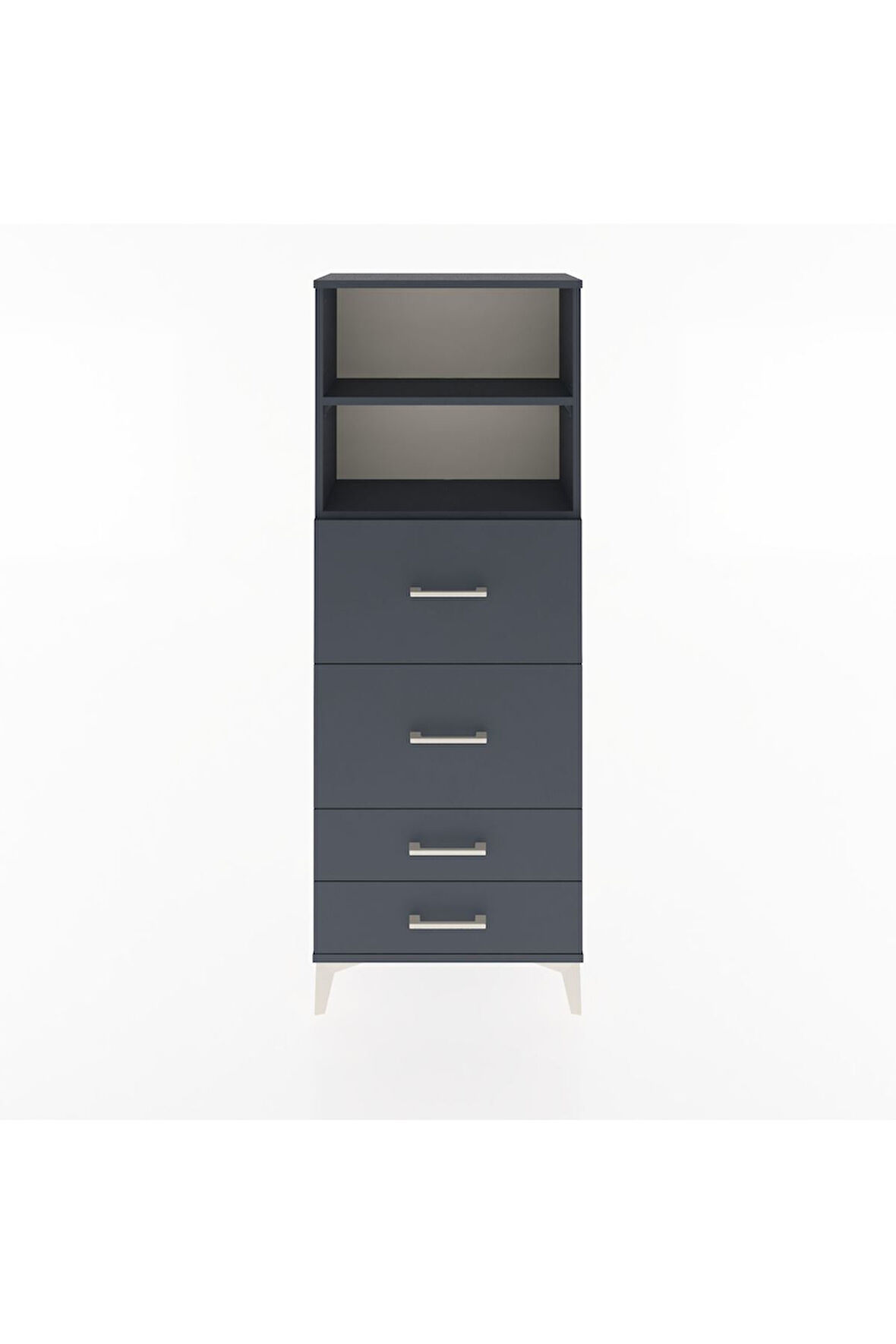Arges Dolap 2 Raflı 4 Çekmeceli 60x30x163 Antrasit-Antrasit