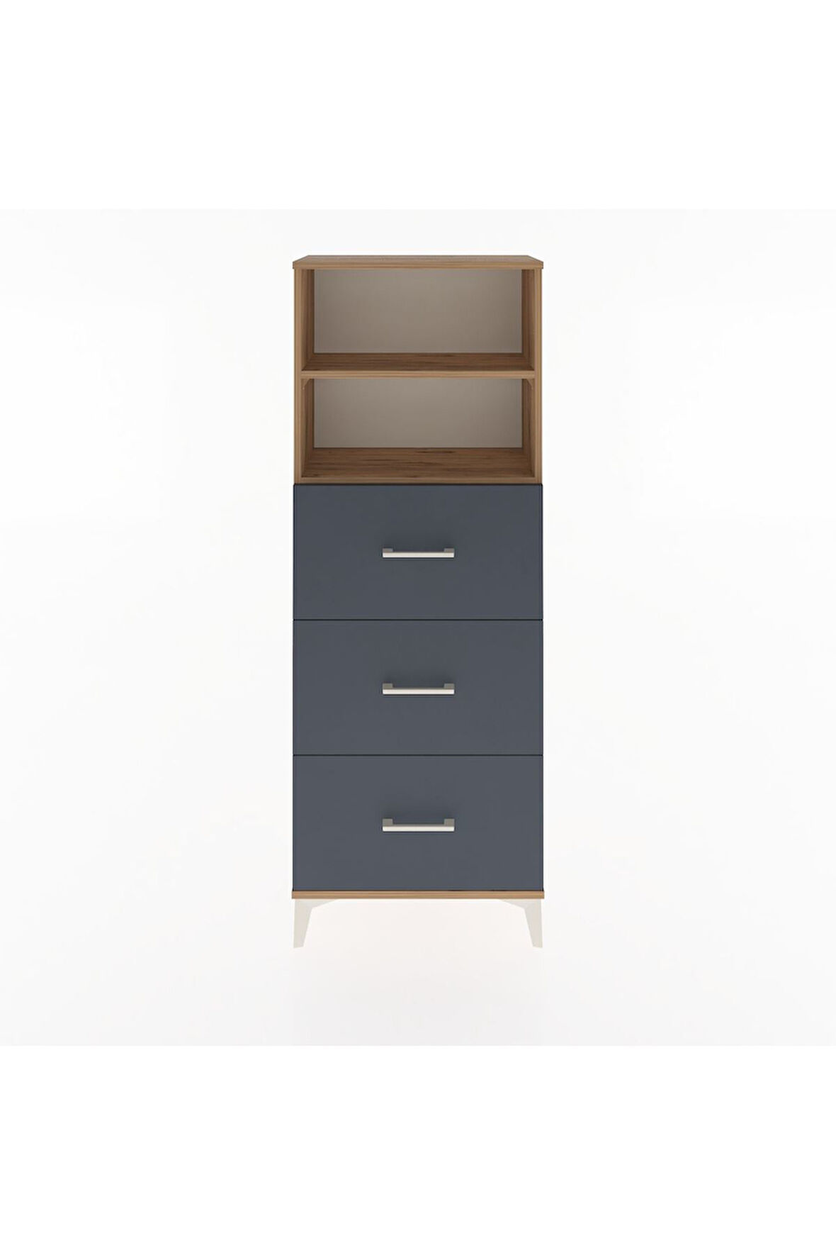 Arges Dolap 2 Raflı 3 Çekmeceli 60x30x163 Çam-Antrasit