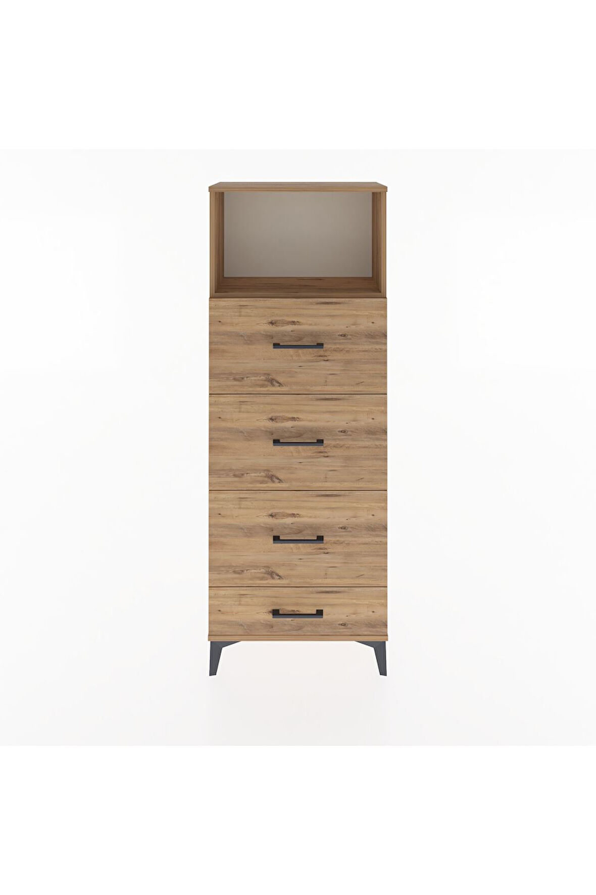Arges Dolap Tek Raflı 4 Çekmeceli 60x30x163 Çam-Çam