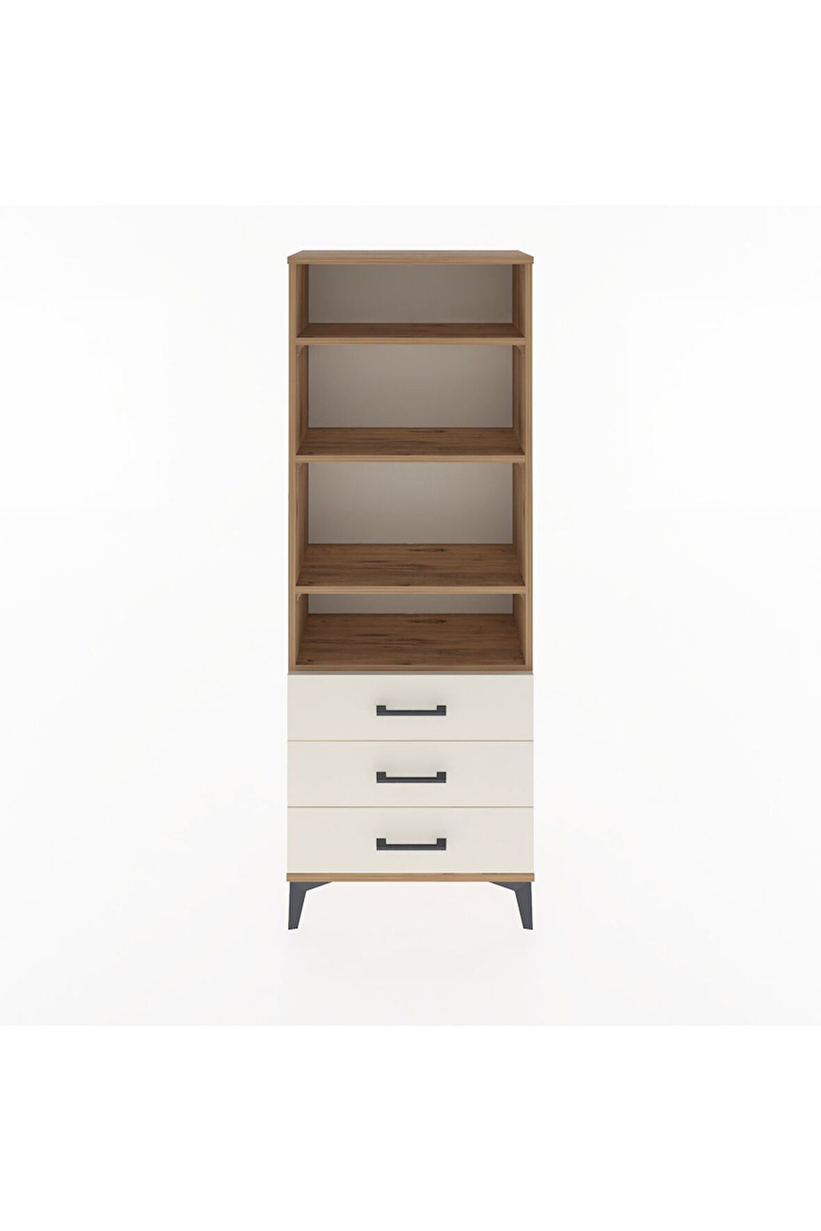 Arges Dolap 4 Raflı 3 Çekmeceli 60x30x163 Çam-Aytaşı