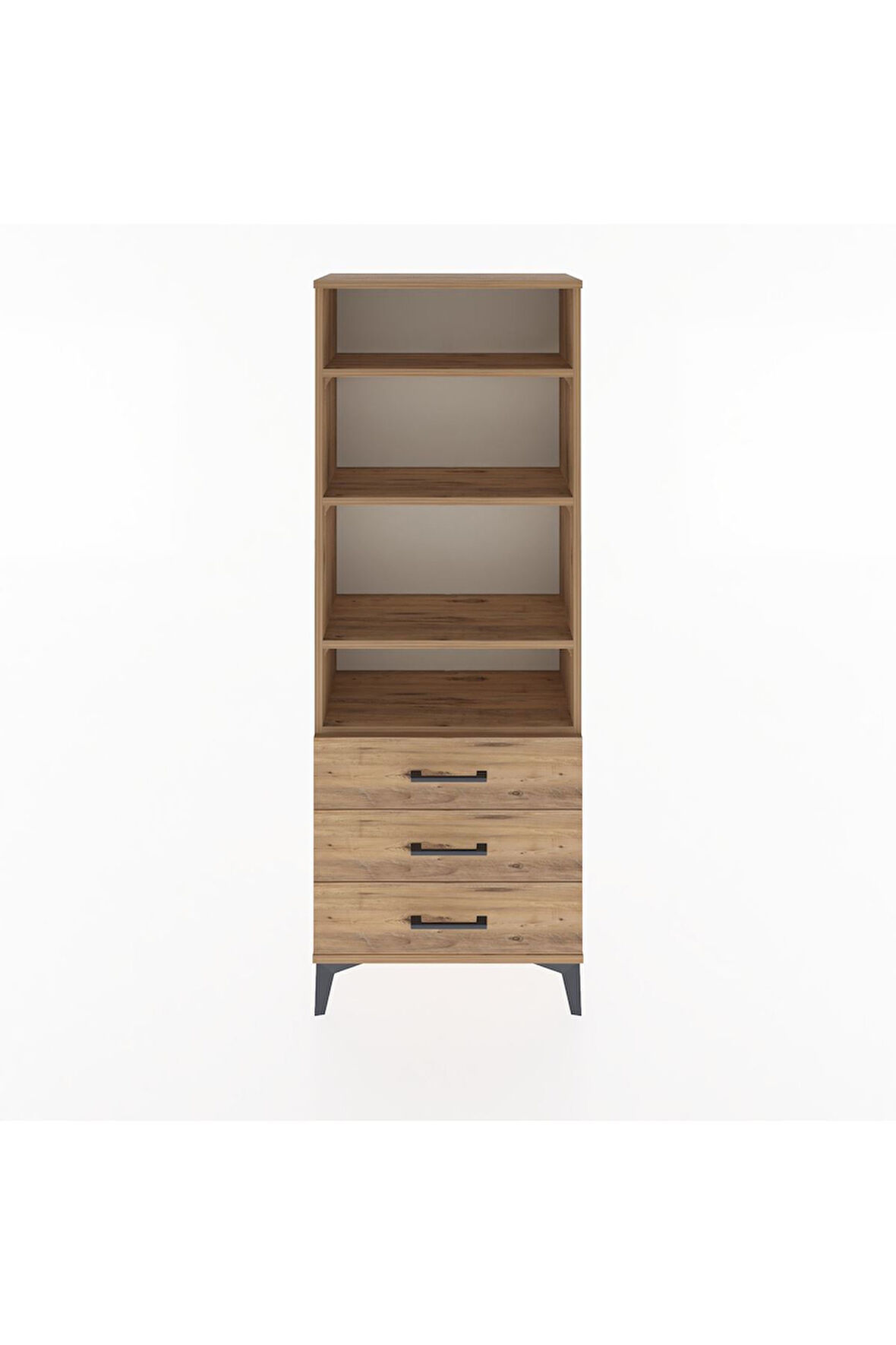 Arges Dolap 4 Raflı 3 Çekmeceli 60x30x163 Çam-Çam