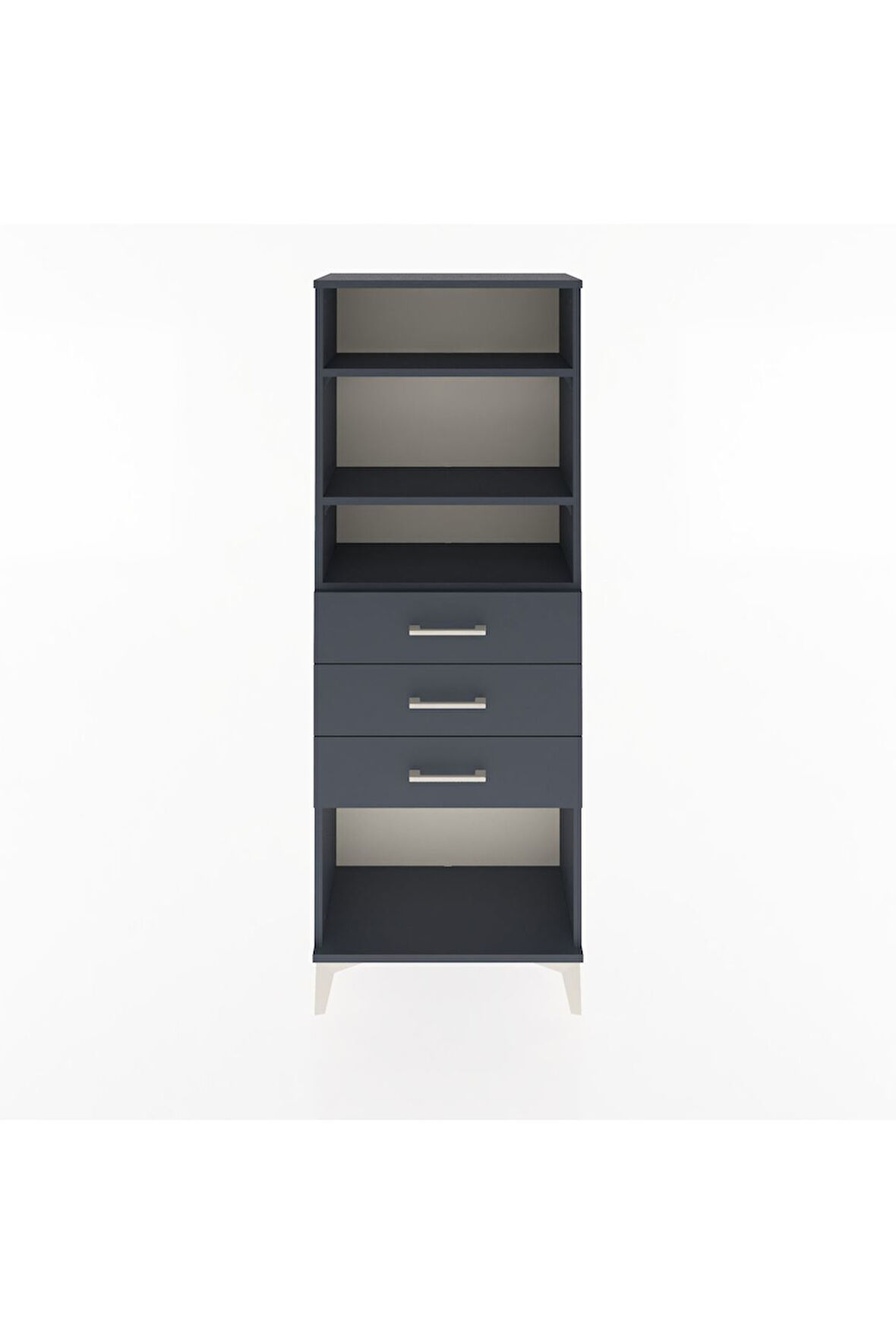 Arges Dolap 3 Raflı 3 Çekmeceli 60x30x163 Antrasit-Antrasit