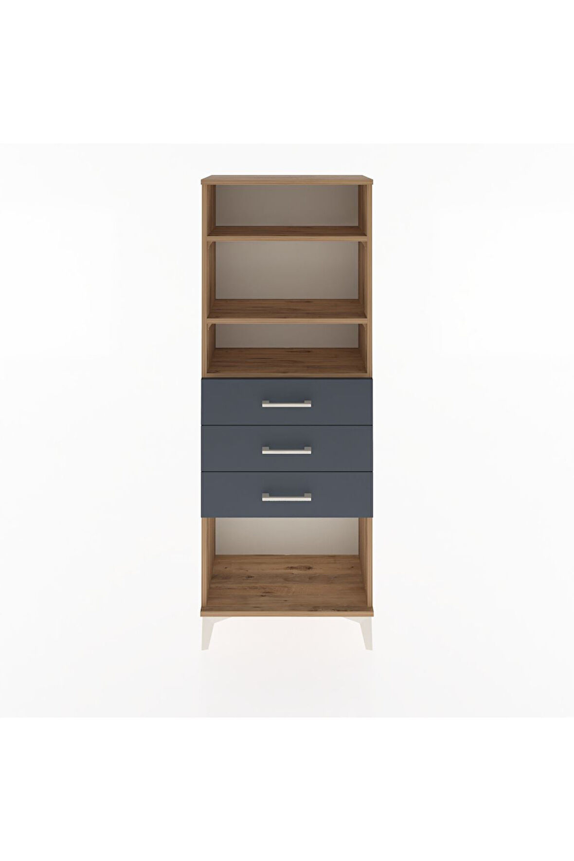 Arges Dolap 3 Raflı 3 Çekmeceli 60x30x163 Çam-Antrasit
