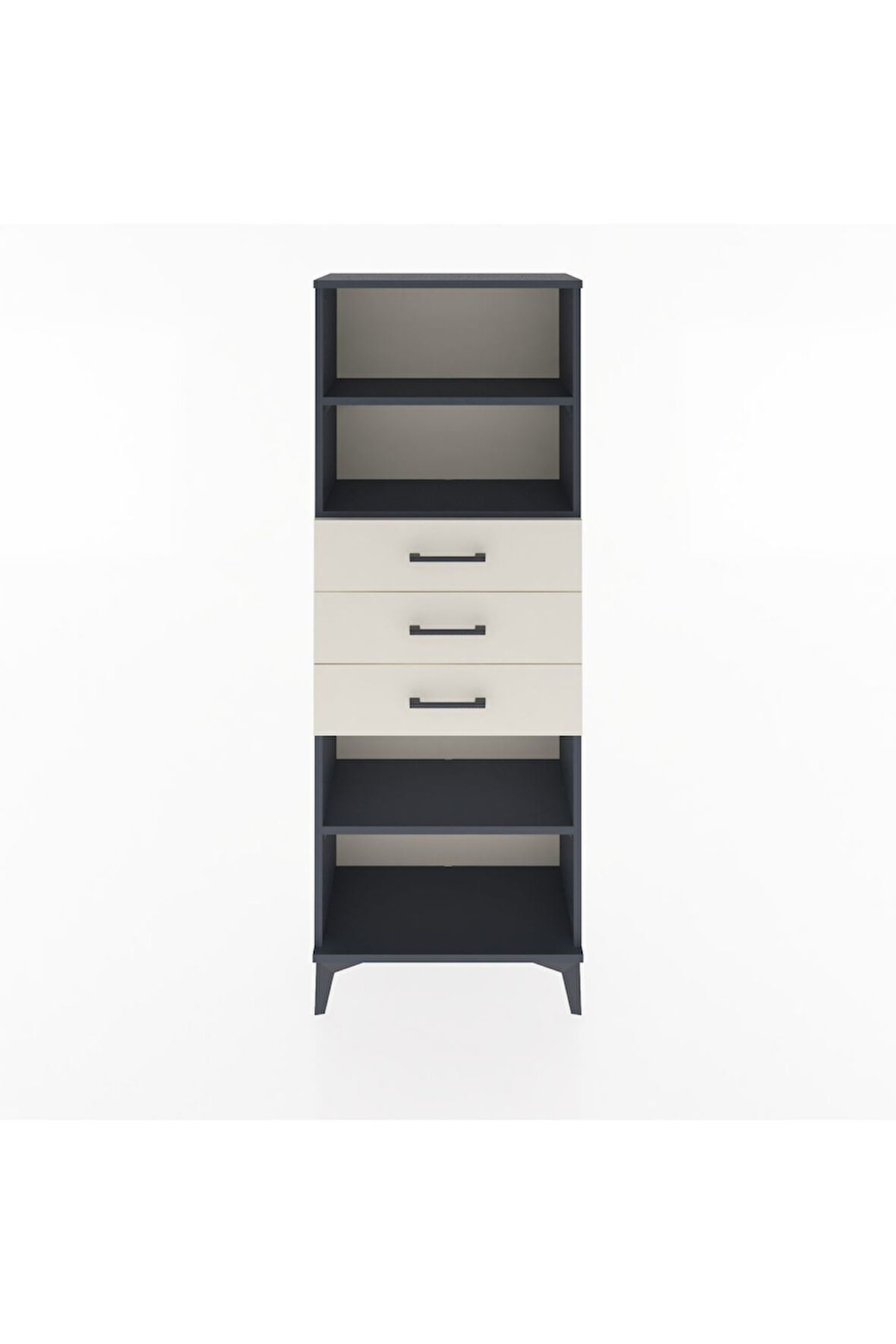 Arges Dolap 3 Raflı 3 Çekmeceli 60x30x163 Antrasit-Aytaşı