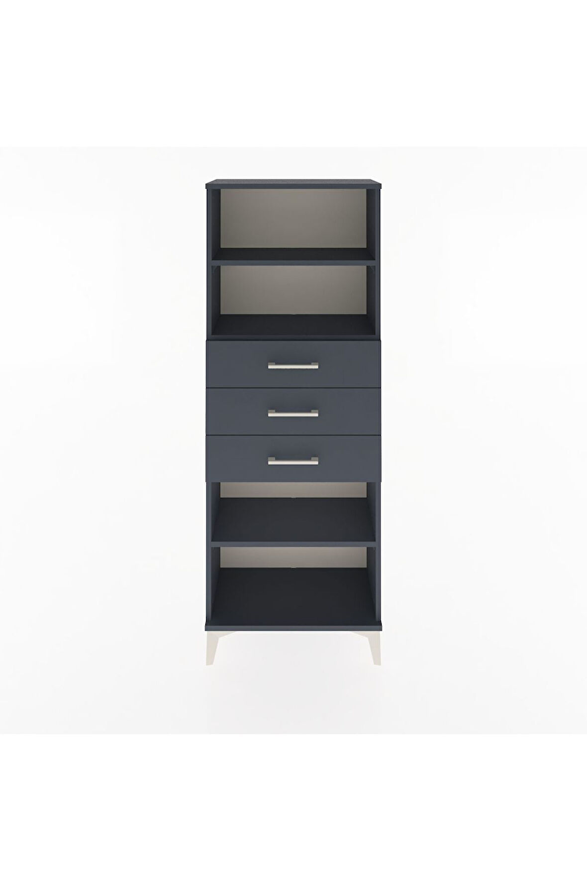 Arges Dolap 3 Raflı 3 Çekmeceli 60x30x163 Antrasit-Antrasit