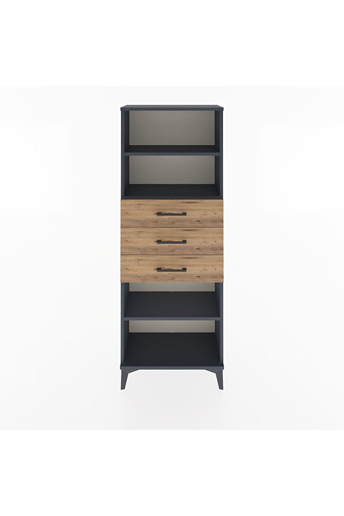 Arges Dolap 3 Raflı 3 Çekmeceli 60x30x163 Antrasit-Çam