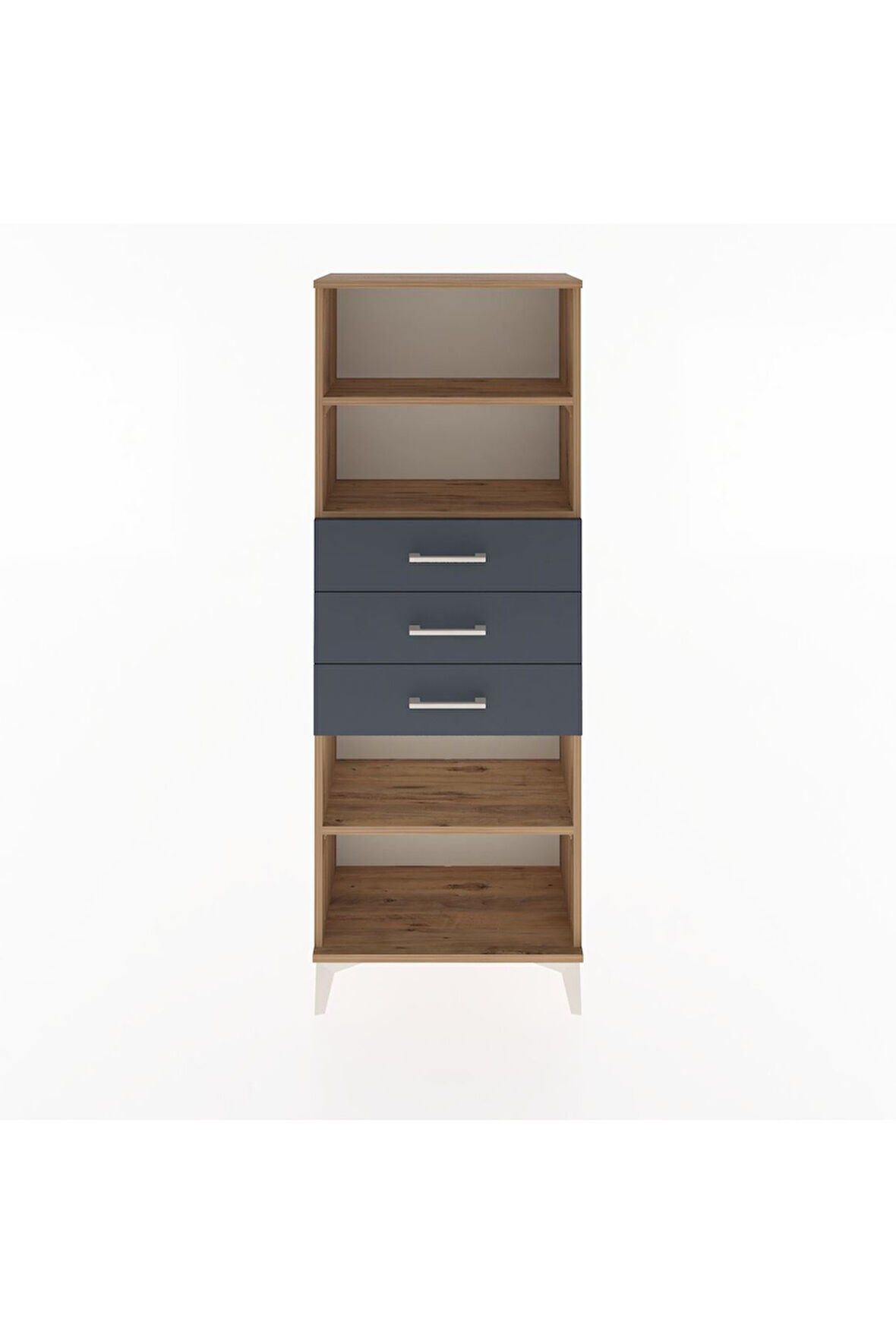 Arges Dolap 3 Raflı 3 Çekmeceli 60x30x163 Çam-Antrasit