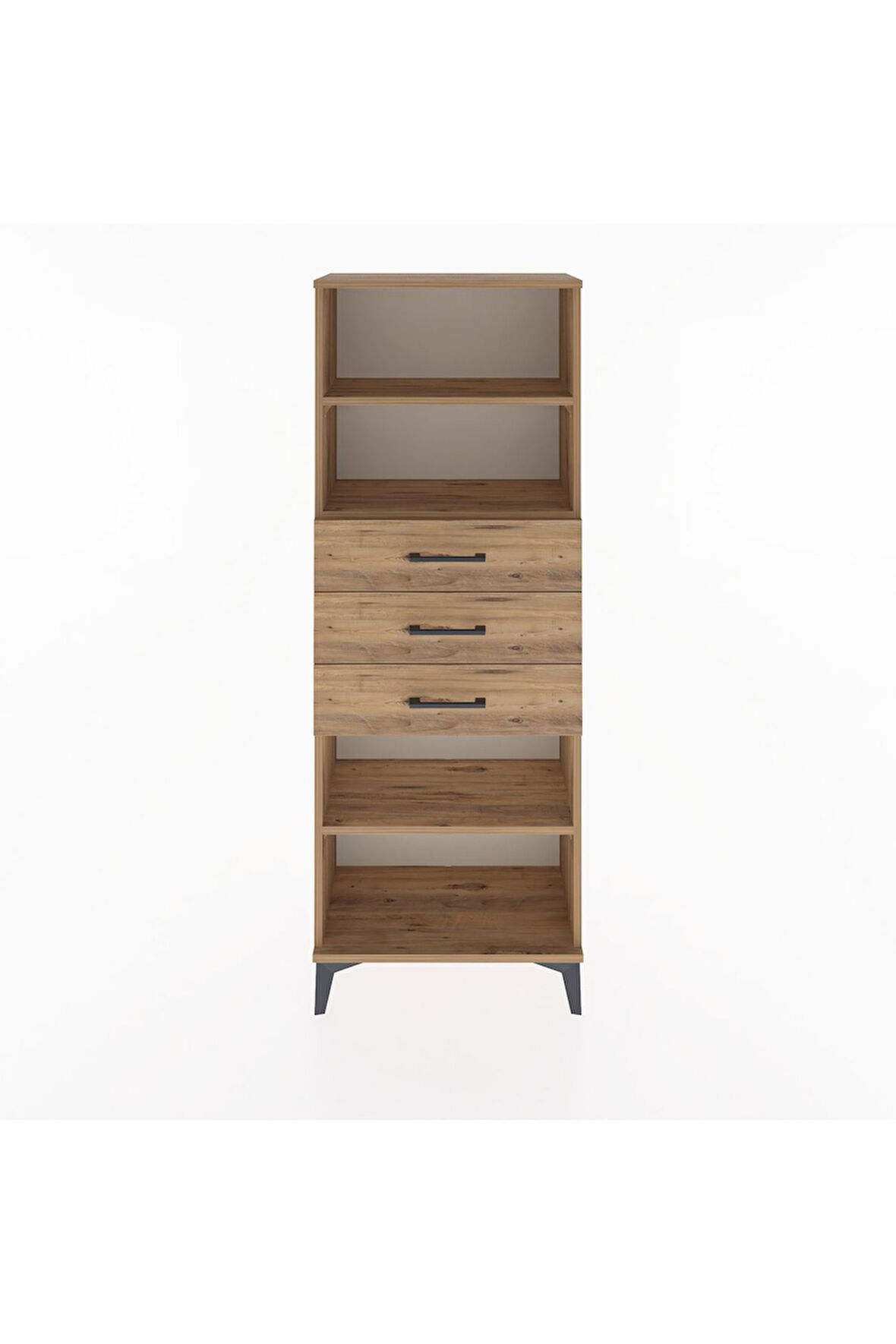 Arges Dolap 3 Raflı 3 Çekmeceli 60x30x163 Çam-Çam