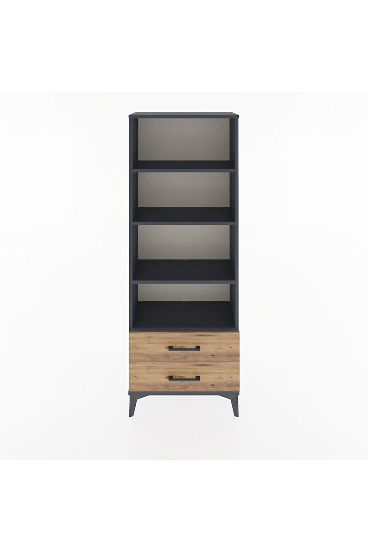 Arges Dolap 4 Raflı 2 Çekmeceli 60x30x163 Antrasit-Çam