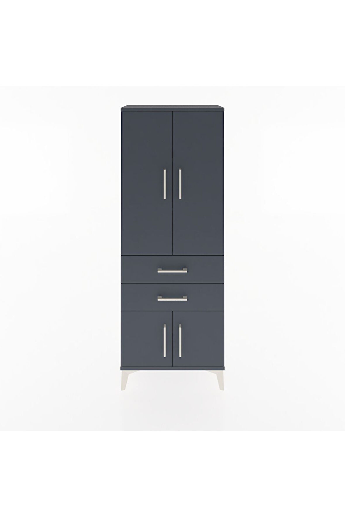 Arges Dolap 3 Raflı 2 Çekmeceli 4 Kapaklı 60x30x163 Antrasit-Antrasit