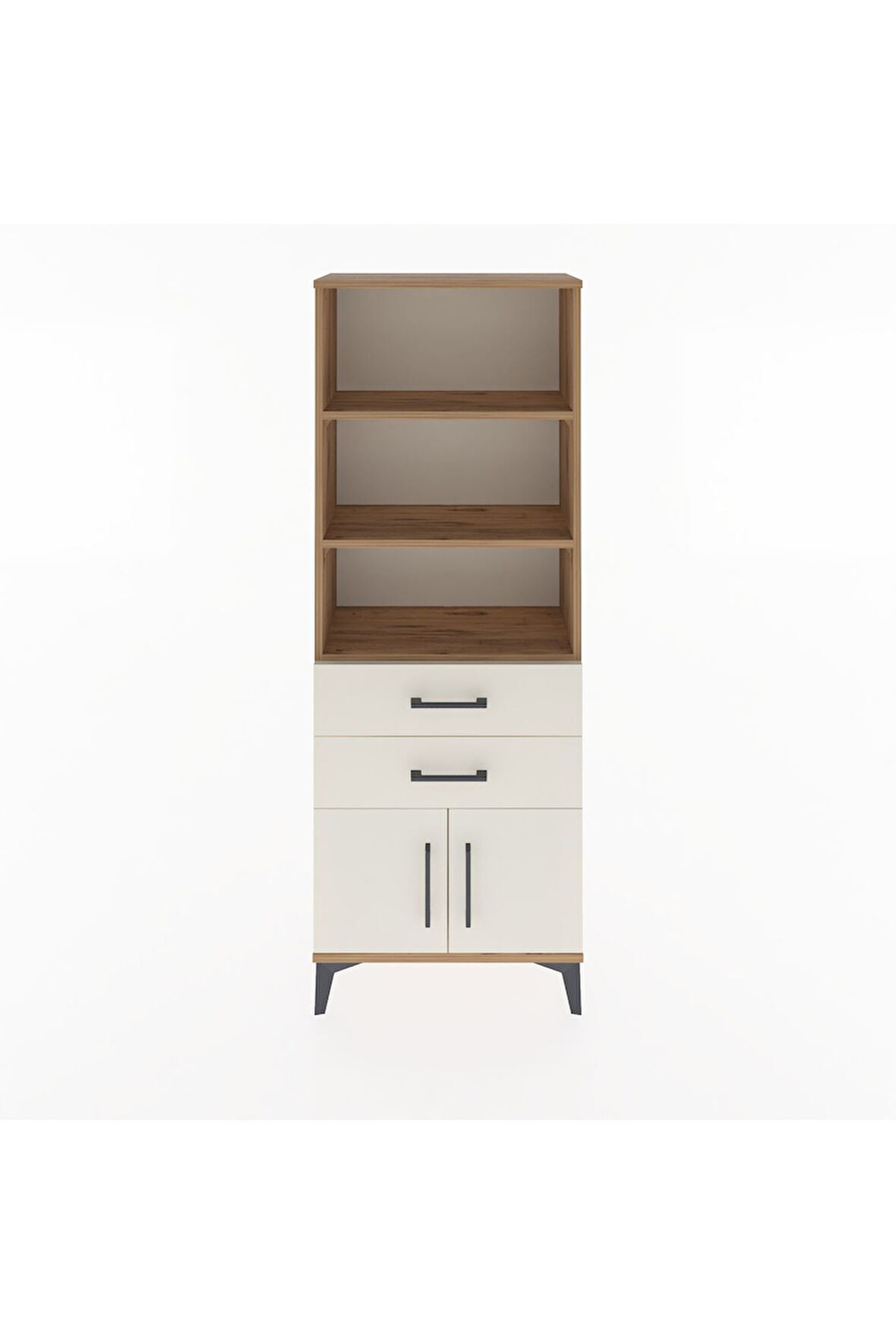 Arges Dolap 3 Raflı 2 Çekmeceli 2 Kapaklı 60x30x163 Çam-Aytaşı