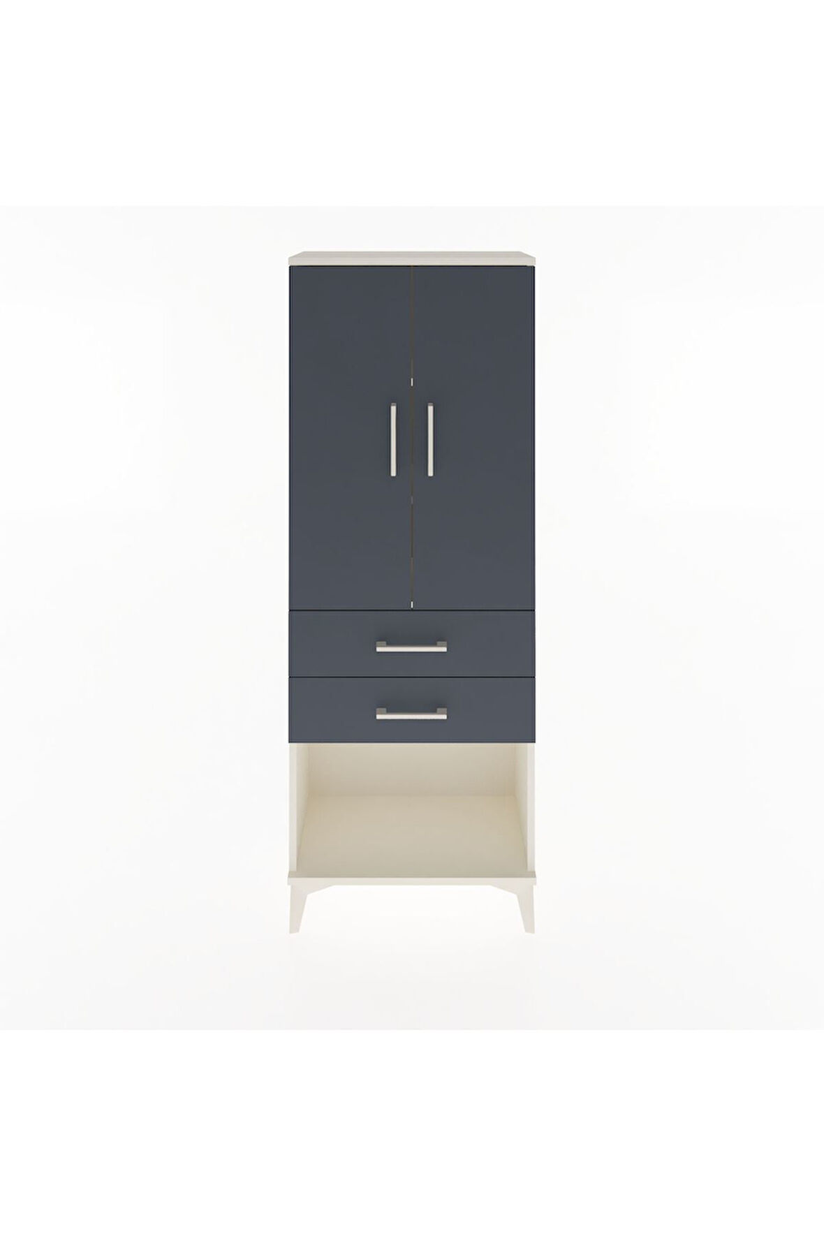 Arges Dolap 3 Raflı 2 Çekmeceli 2 Kapaklı 60x30x163 Aytaşı-Antrasit
