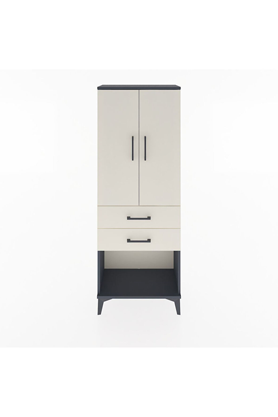 Arges Dolap 3 Raflı 2 Çekmeceli 2 Kapaklı 60x30x163 Antrasit-Aytaşı