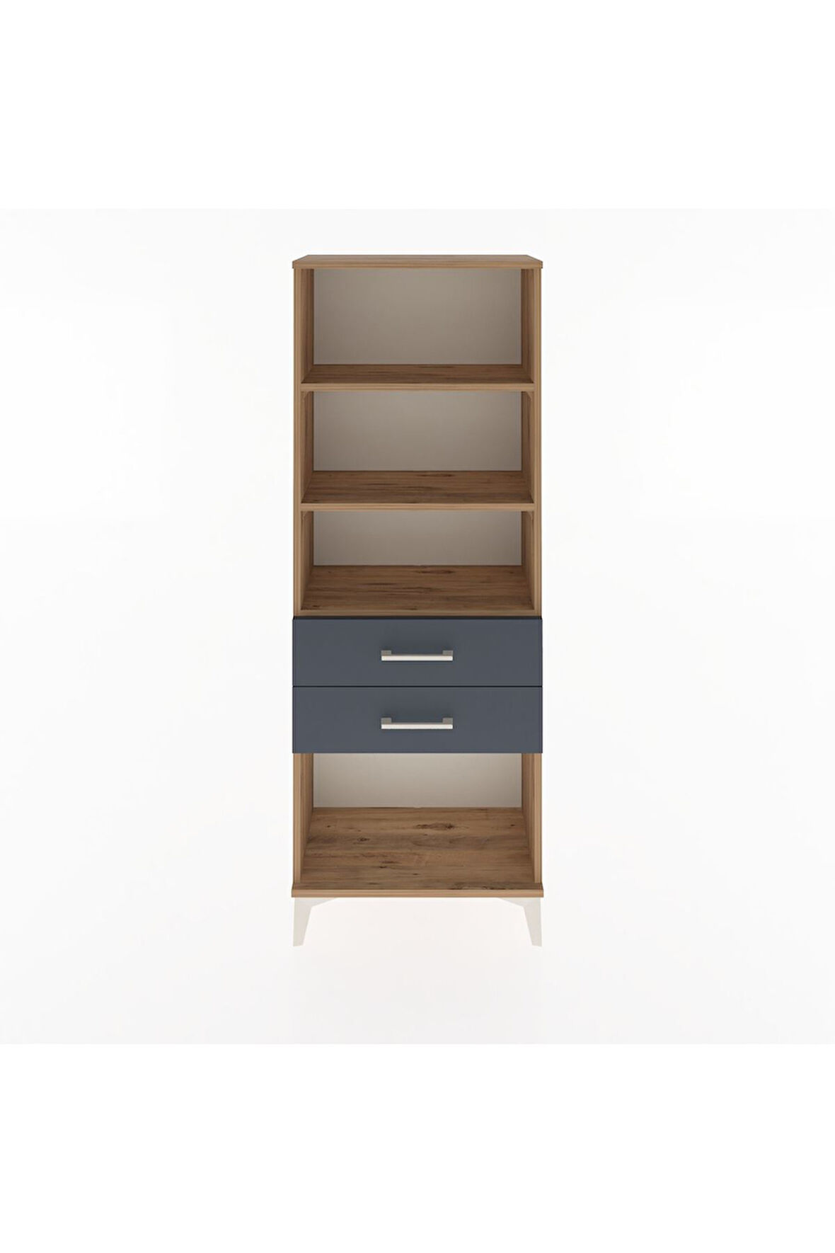 Arges Dolap 3 Raflı 2 Çekmeceli 60x30x163 Çam-Antrasit