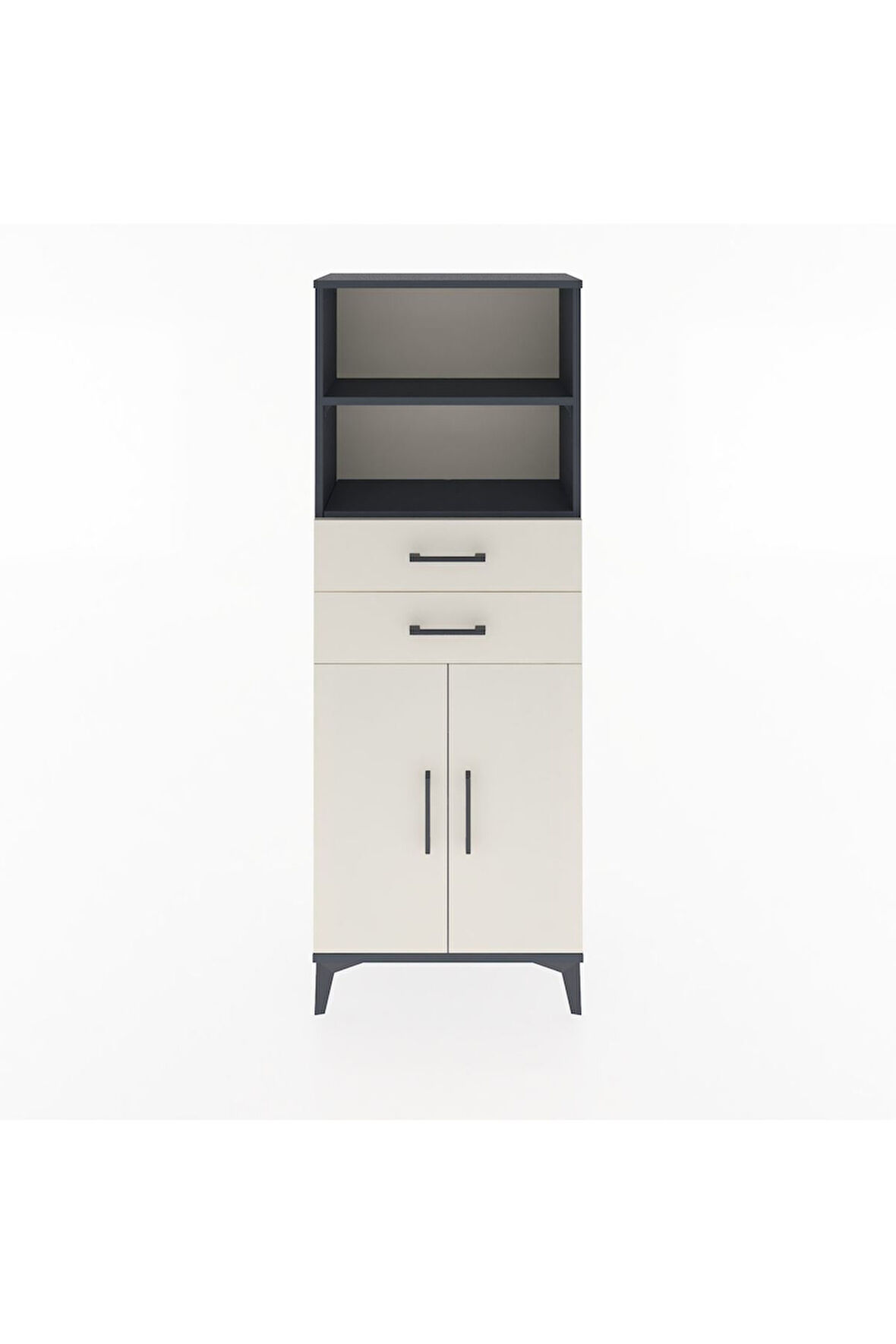 Arges Dolap 3 Raflı 2 Çekmeceli 2 Kapaklı 60x30x163 Antrasit-Aytaşı
