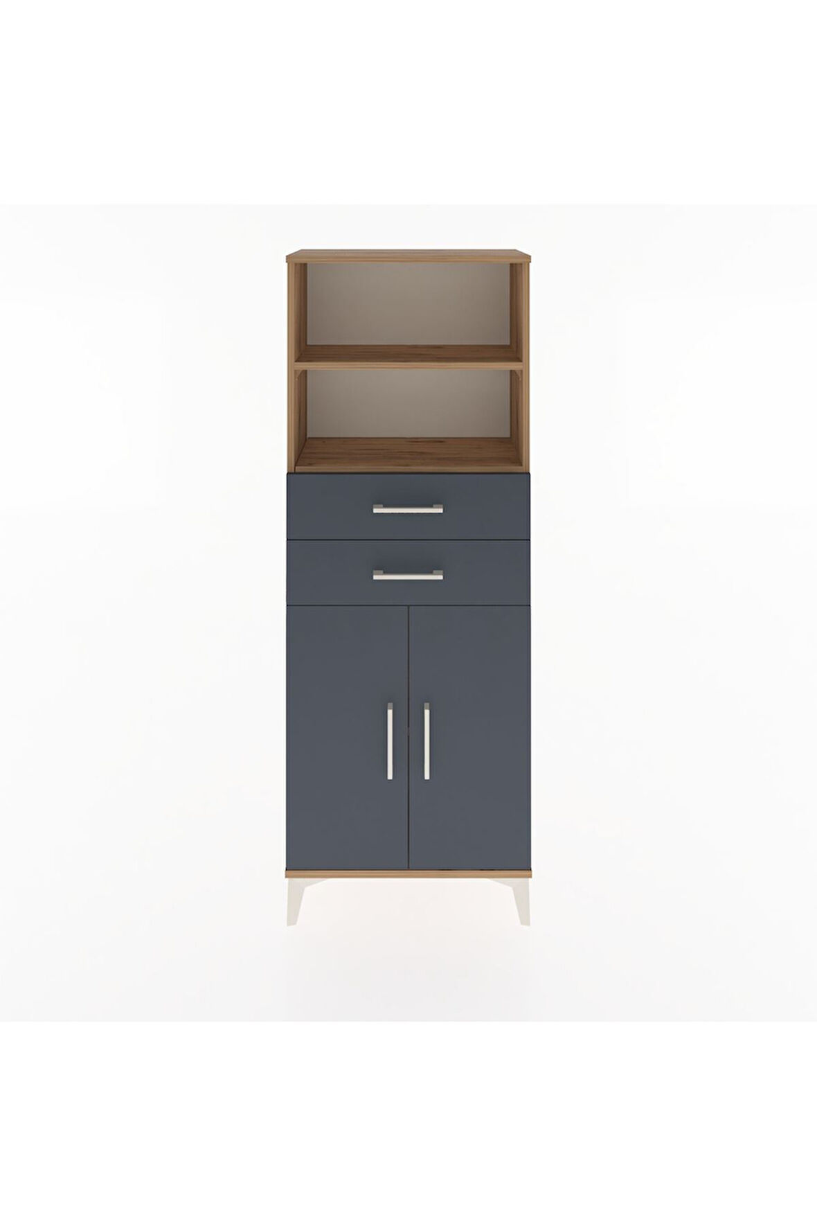 Arges Dolap 3 Raflı 2 Çekmeceli 2 Kapaklı 60x30x163 Çam-Antrasit