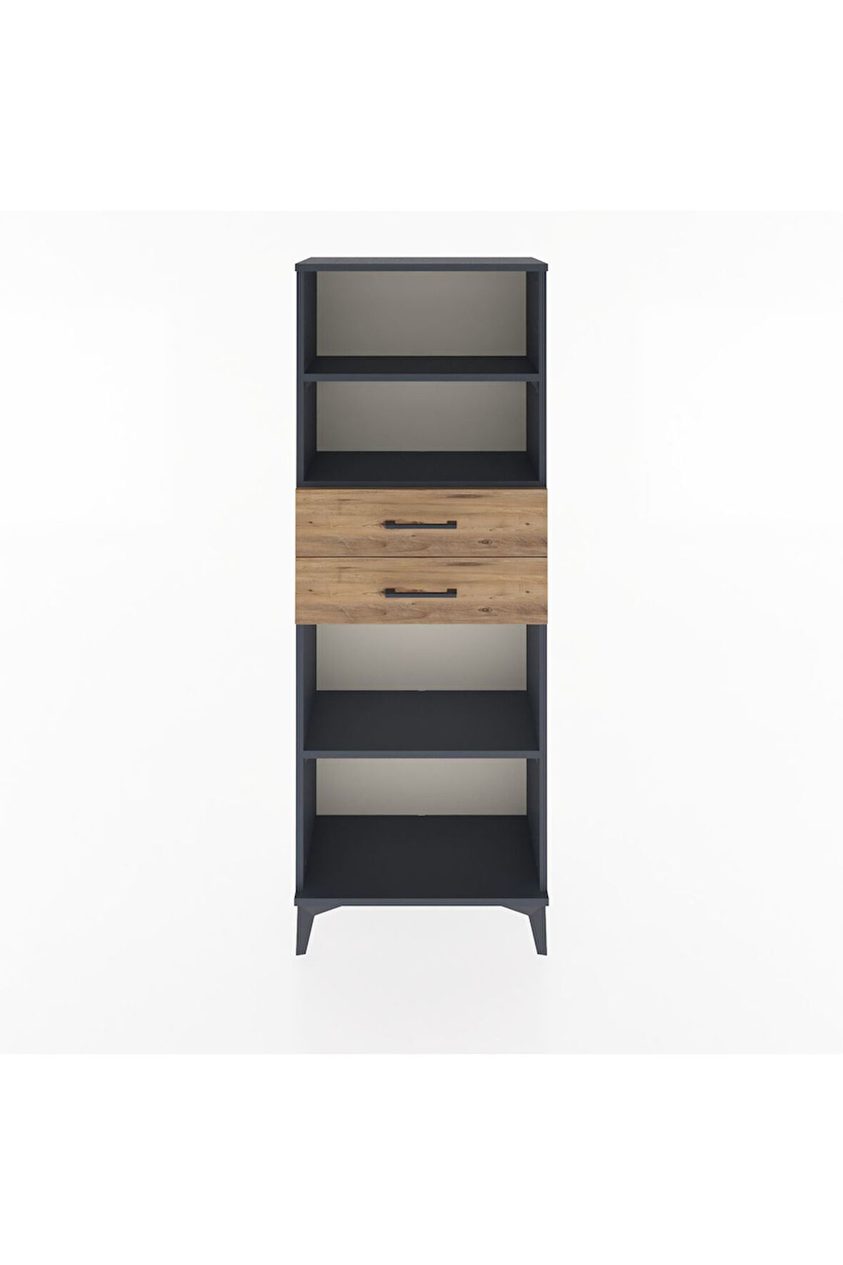 Arges Dolap 3 Raflı 2 Çekmeceli 60x30x163 Antrasit-Çam