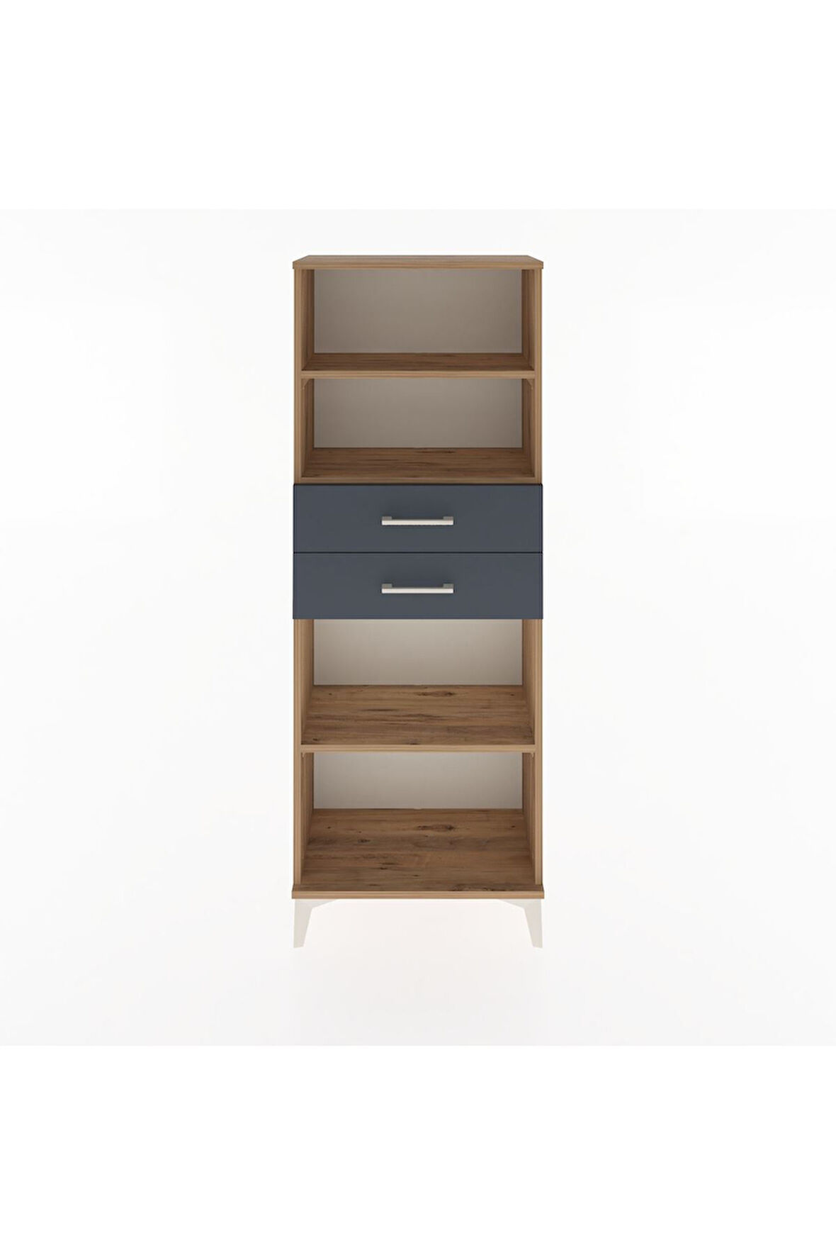 Arges Dolap 3 Raflı 2 Çekmeceli 60x30x163 Çam-Antrasit