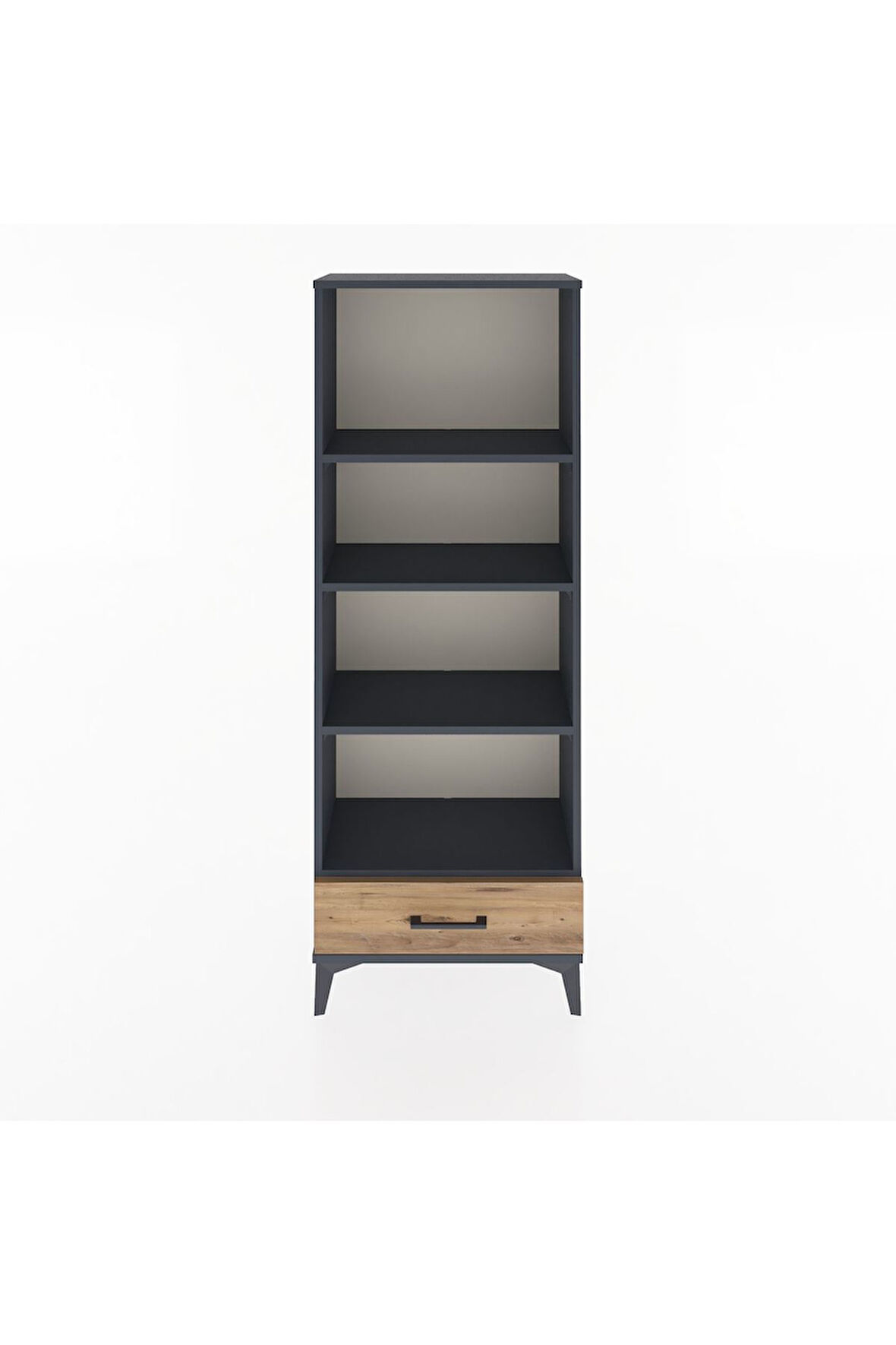 Arges Dolap 4 Raflı Tek Çekmeceli 60x30x163 Antrasit-Çam