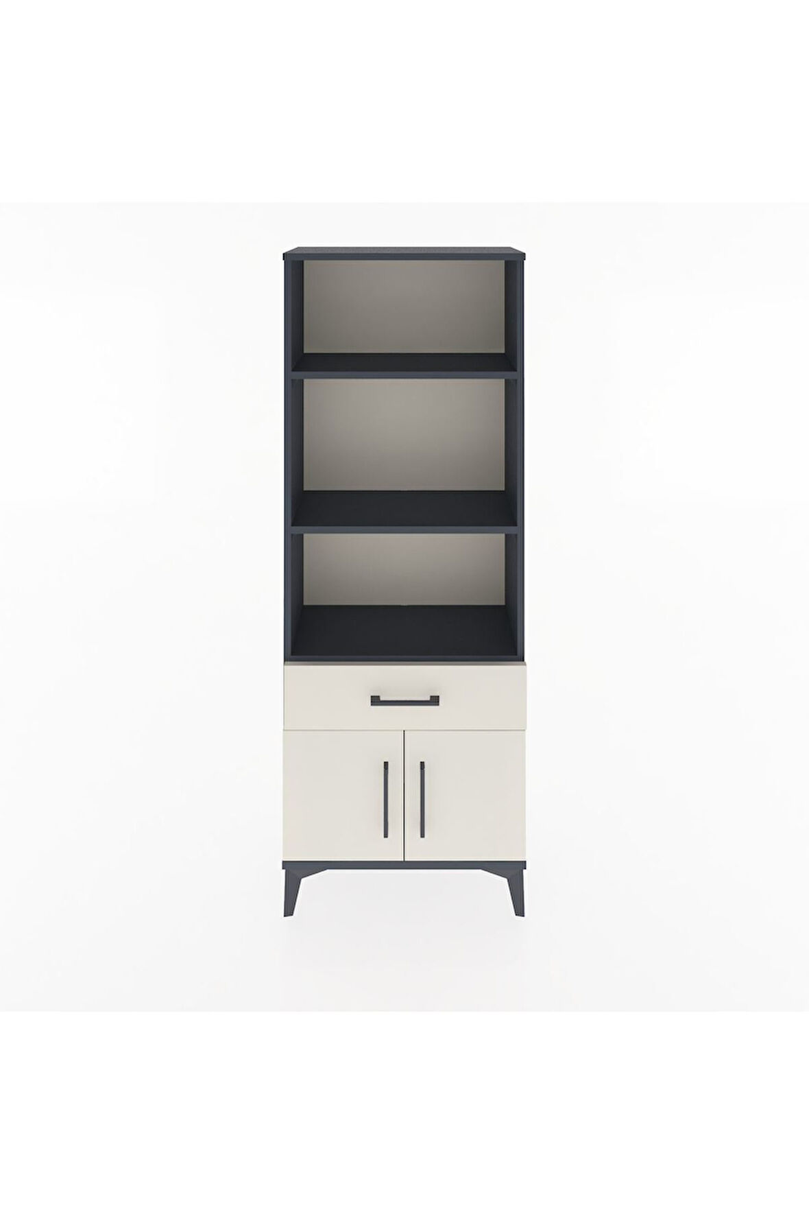 Arges Dolap 3 Raflı Tek Çekmeceli 2 Kapaklı 60x30x163 Antrasit-Aytaşı