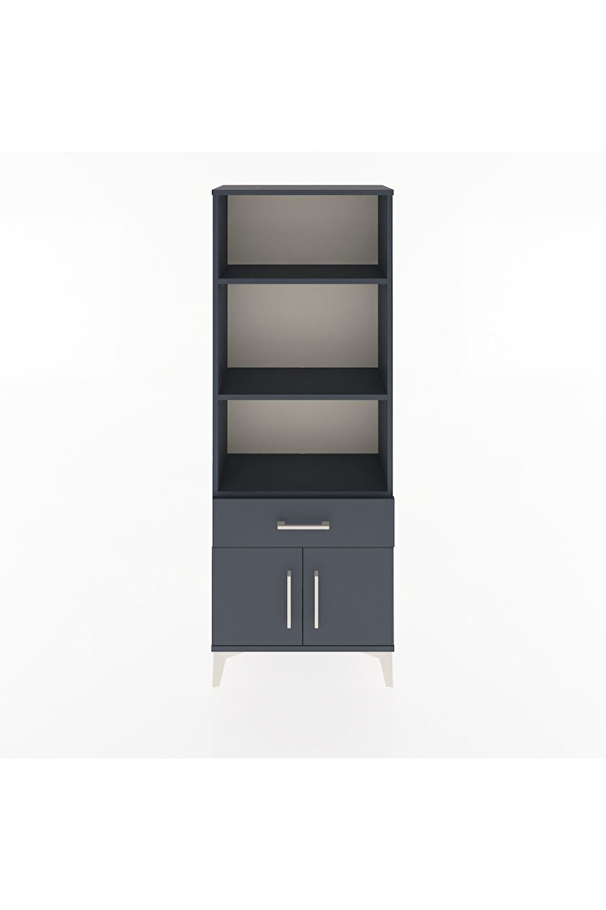 Arges Dolap 3 Raflı Tek Çekmeceli 2 Kapaklı 60x30x163 Antrasit-Antrasit