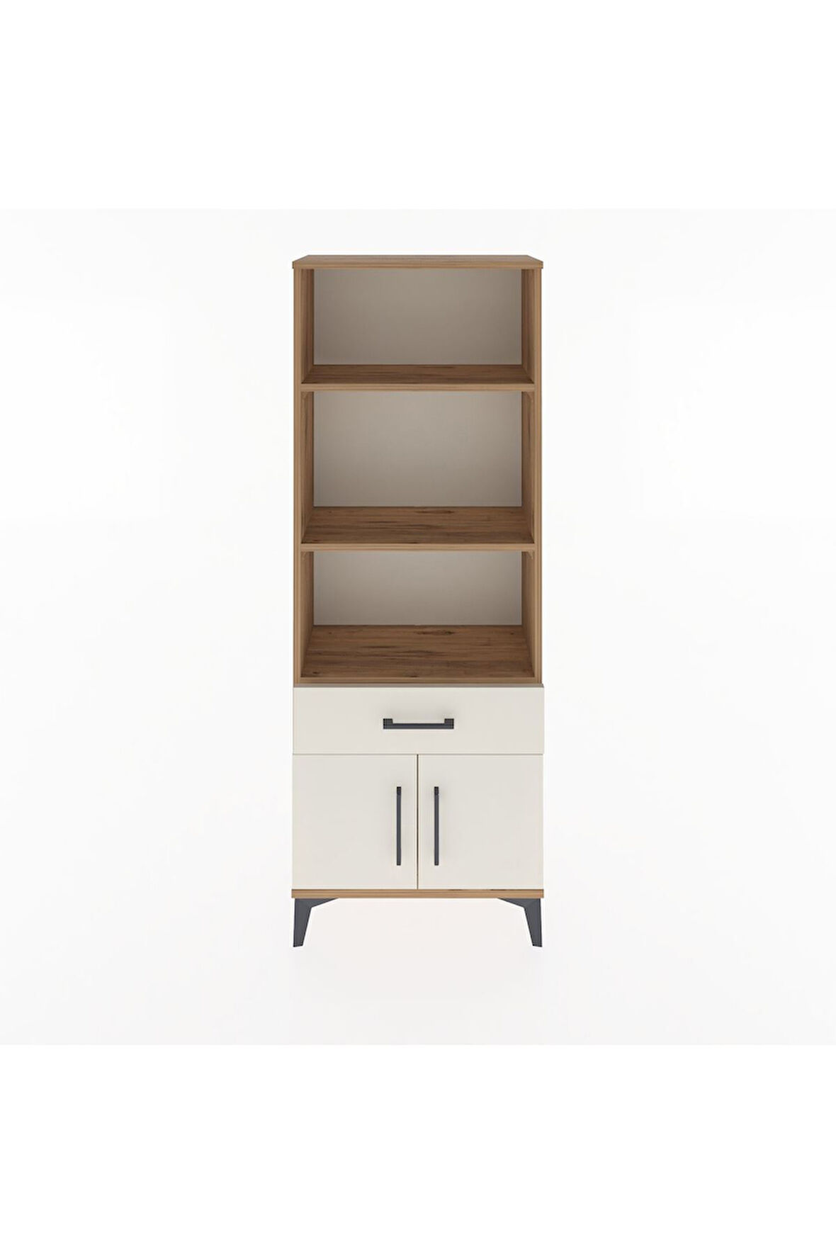 Arges Dolap 3 Raflı Tek Çekmeceli 2 Kapaklı 60x30x163 Çam-Aytaşı