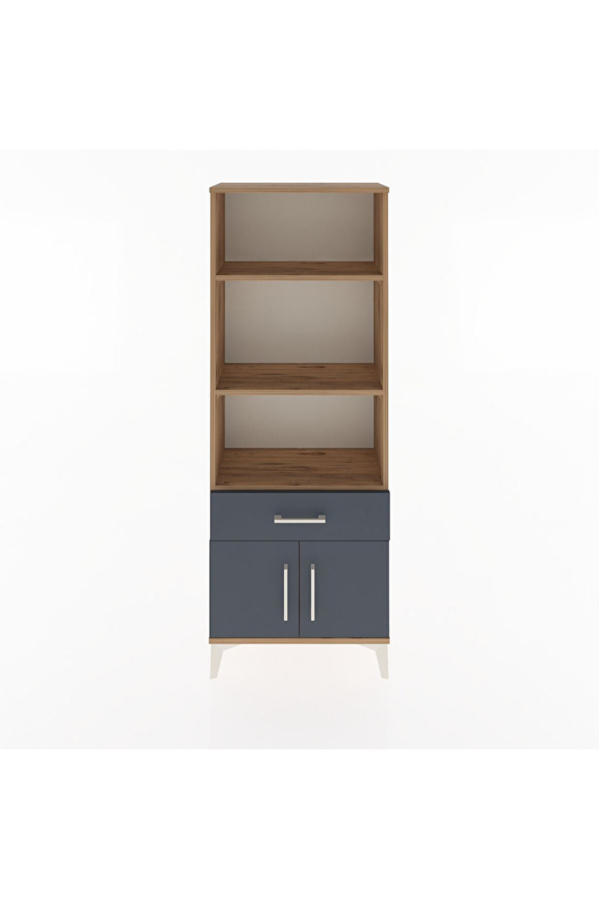 Arges Dolap 3 Raflı Tek Çekmeceli 2 Kapaklı 60x30x163 Çam-Antrasit