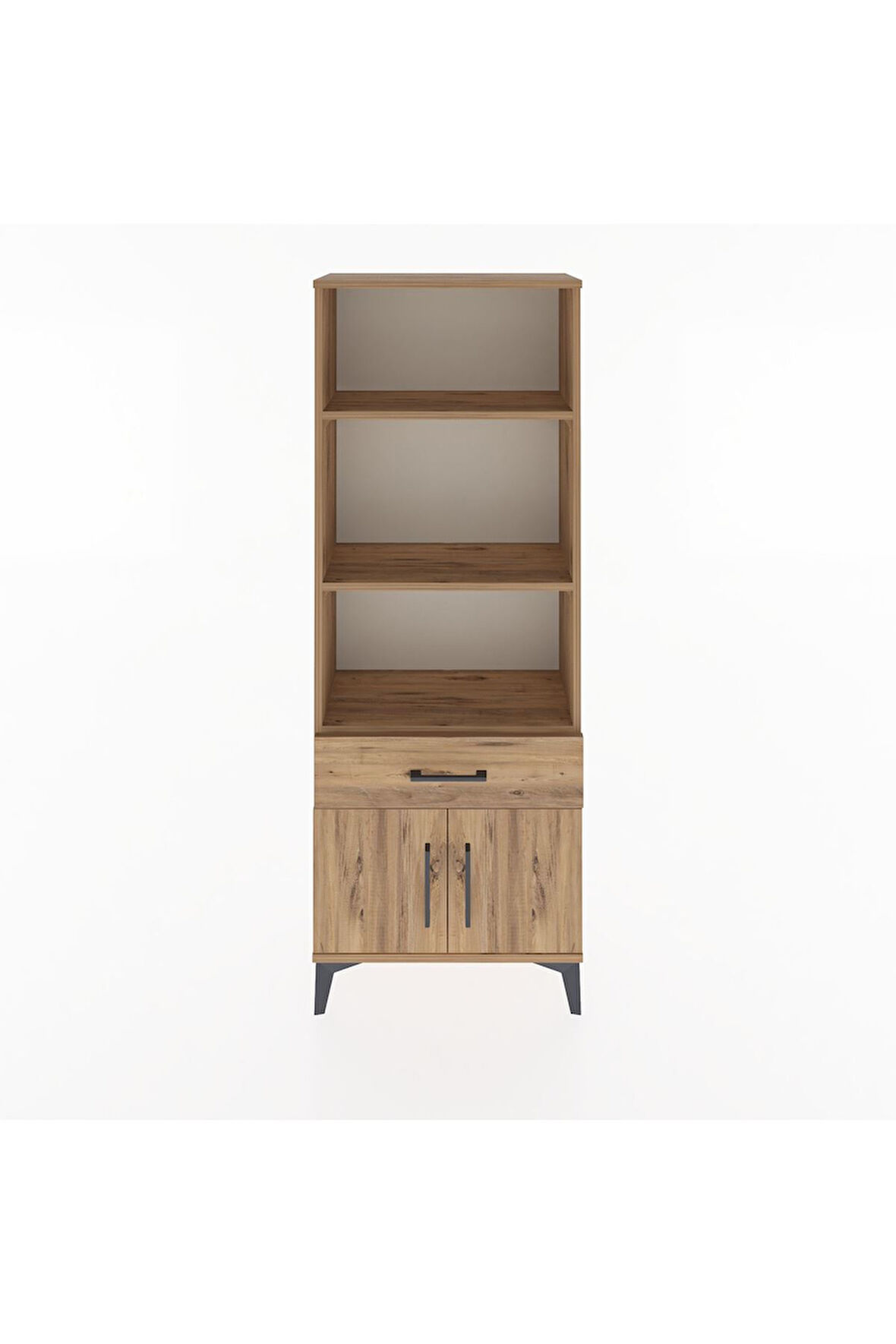 Arges Dolap 3 Raflı Tek Çekmeceli 2 Kapaklı 60x30x163 Çam-Çam