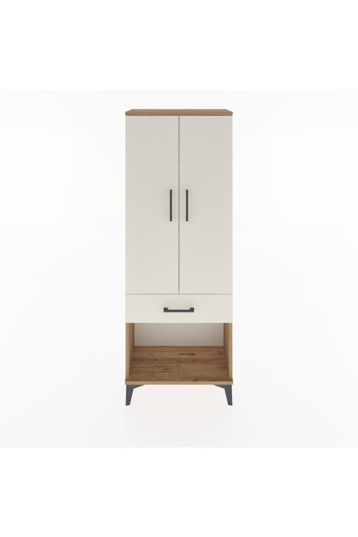 Arges Dolap 3 Raflı Tek Çekmeceli 2 Kapaklı 60x30x163 Çam-Aytaşı
