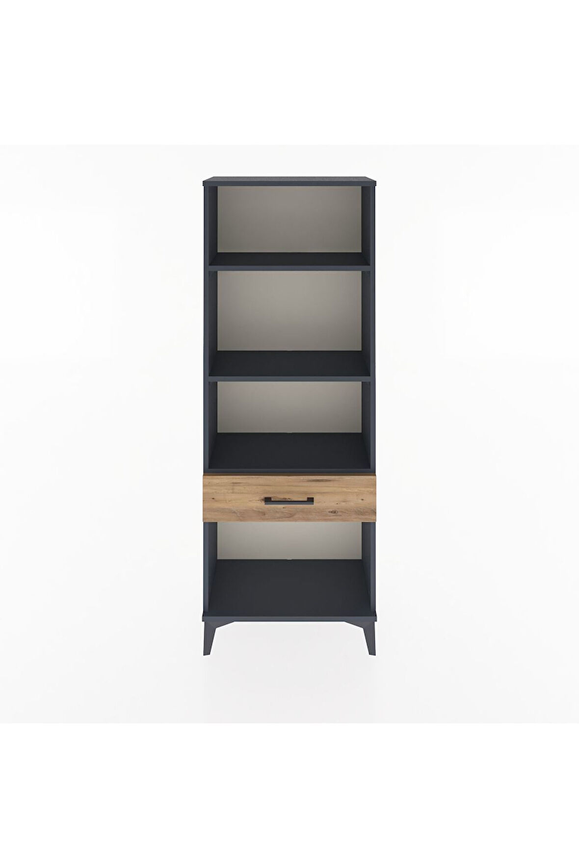 Arges Dolap 3 Raflı Tek Çekmeceli 60x30x163 Antrasit-Çam