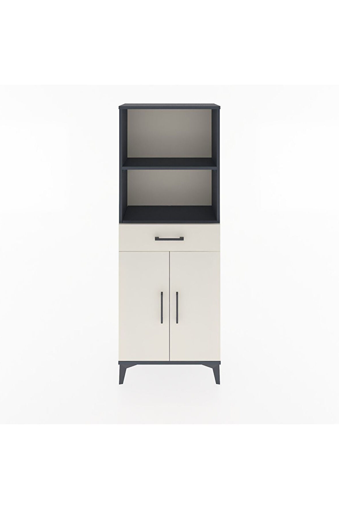 Arges Dolap 3 Raflı Tek Çekmeceli 2 Kapaklı 60x30x163 Antrasit-Aytaşı
