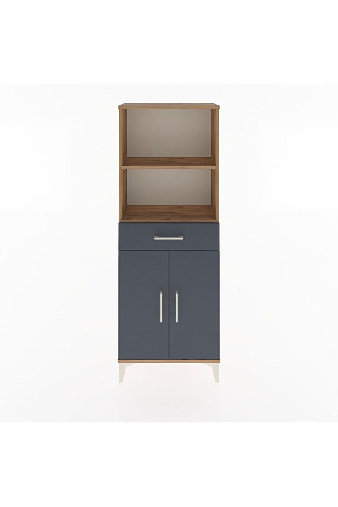 Arges Dolap 3 Raflı Tek Çekmeceli 2 Kapaklı 60x30x163 Çam-Antrasit