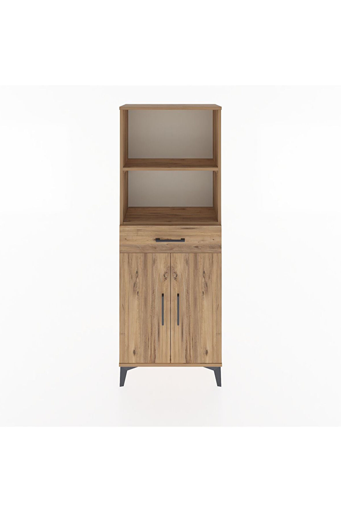 Arges Dolap 3 Raflı Tek Çekmeceli 2 Kapaklı 60x30x163 Çam-Çam