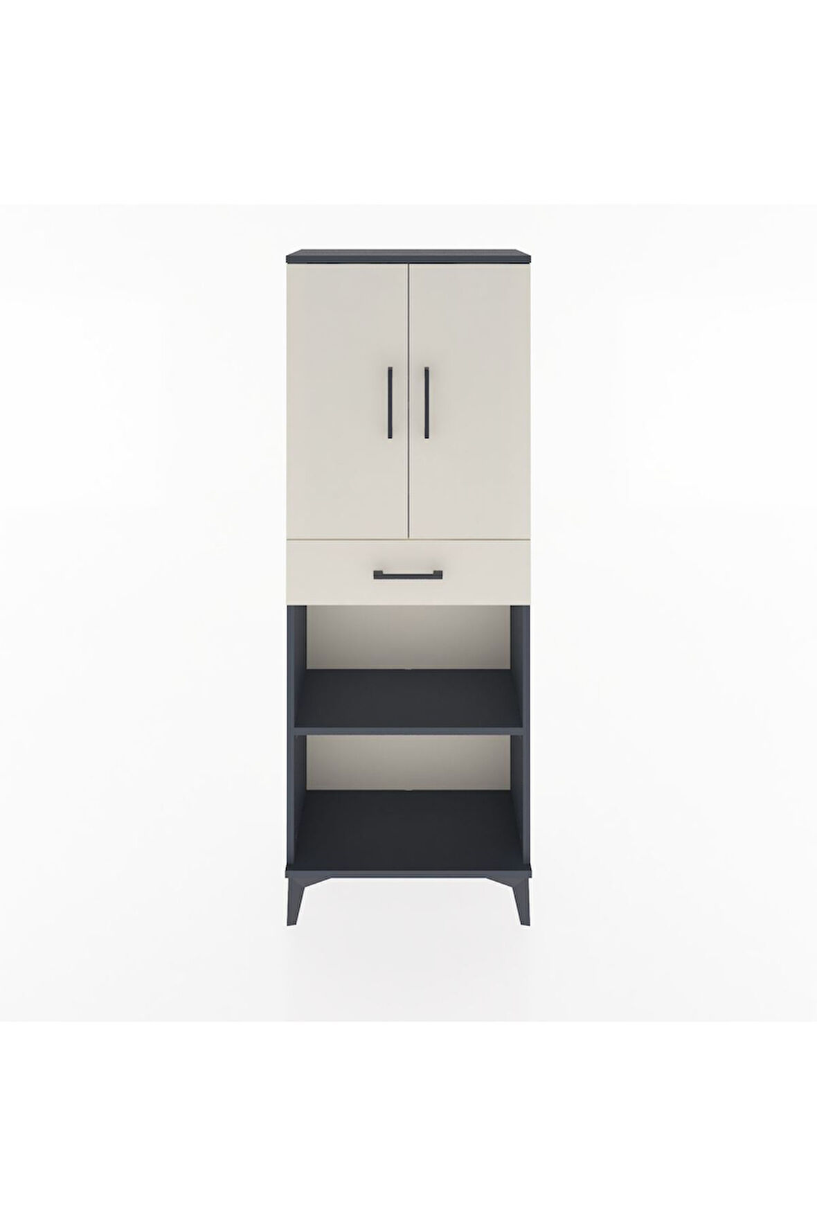 Arges Dolap 3 Raflı Tek Çekmeceli 2 Kapaklı 60x30x163 Antrasit-Aytaşı