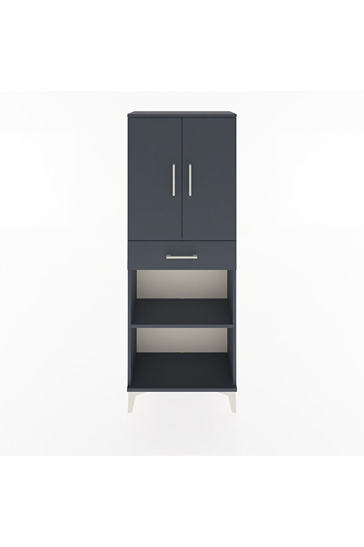 Arges Dolap 3 Raflı Tek Çekmeceli 2 Kapaklı 60x30x163 Antrasit-Antrasit