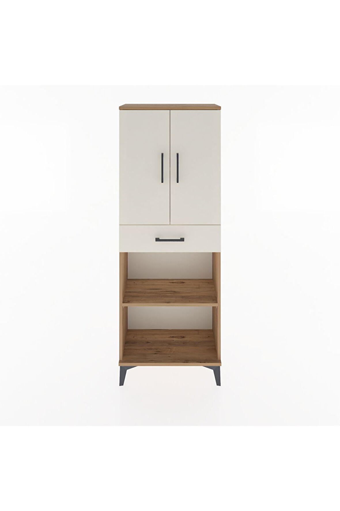 Arges Dolap 3 Raflı Tek Çekmeceli 2 Kapaklı 60x30x163 Çam-Aytaşı