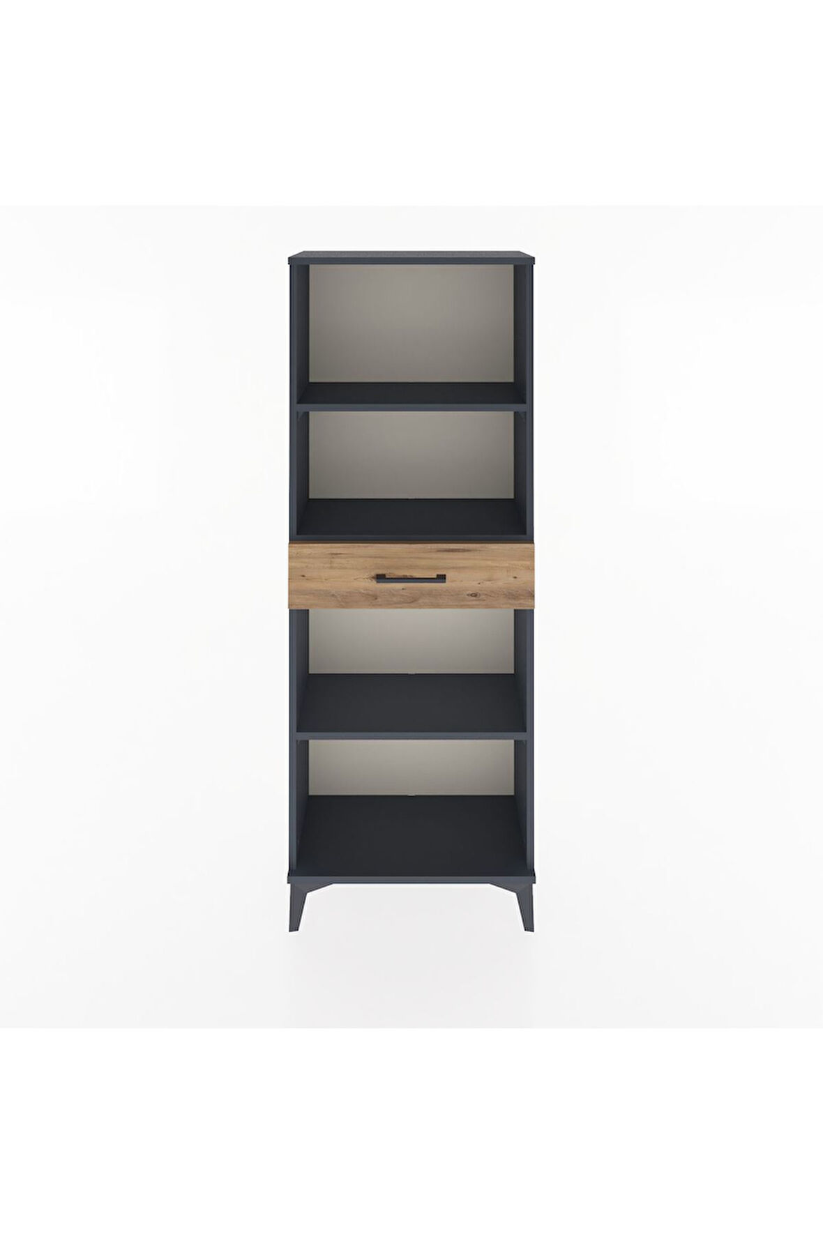 Arges Dolap 3 Raflı Tek Çekmeceli 60x30x163 Antrasit-Çam