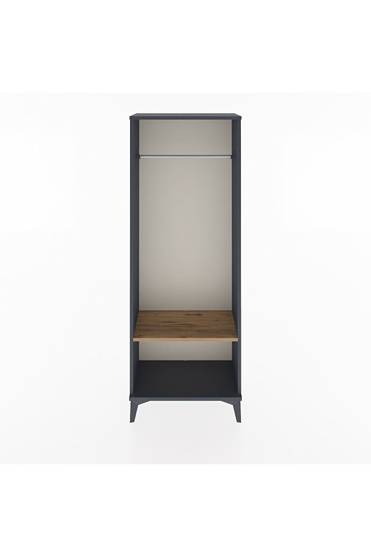 Arges Dolap Tek Raflı Kapaklı Tek Askılı 60x30x163 Antrasit-Çam
