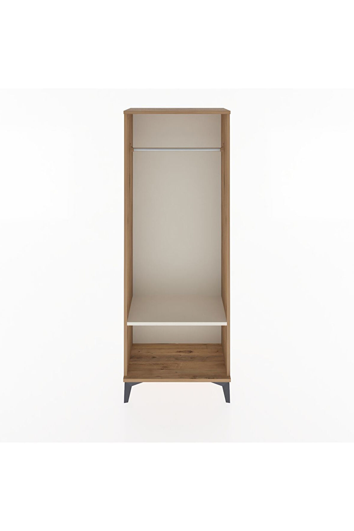 Arges Dolap Tek Raflı Kapaklı Tek Askılı 60x30x163 Çam-Aytaşı