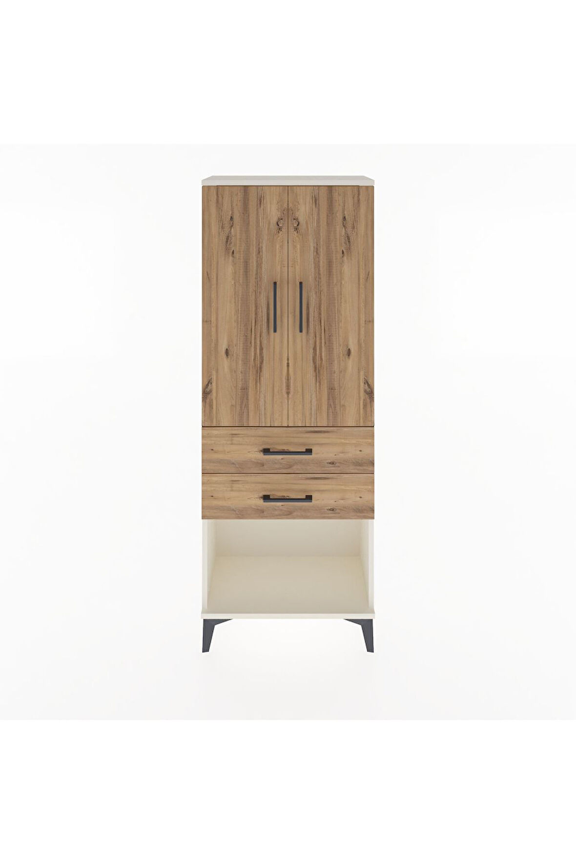 Arges Dolap Tek Raflı 2 Çekmeceli Tek Askılı 60x30x163 Aytaşı-Çam